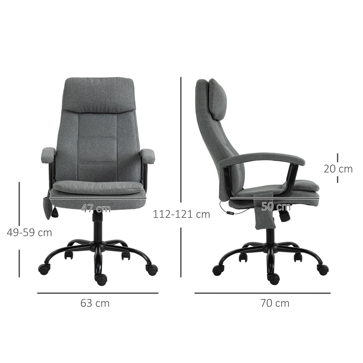 Ergonomisk spelstol med svankstöd, grått linne