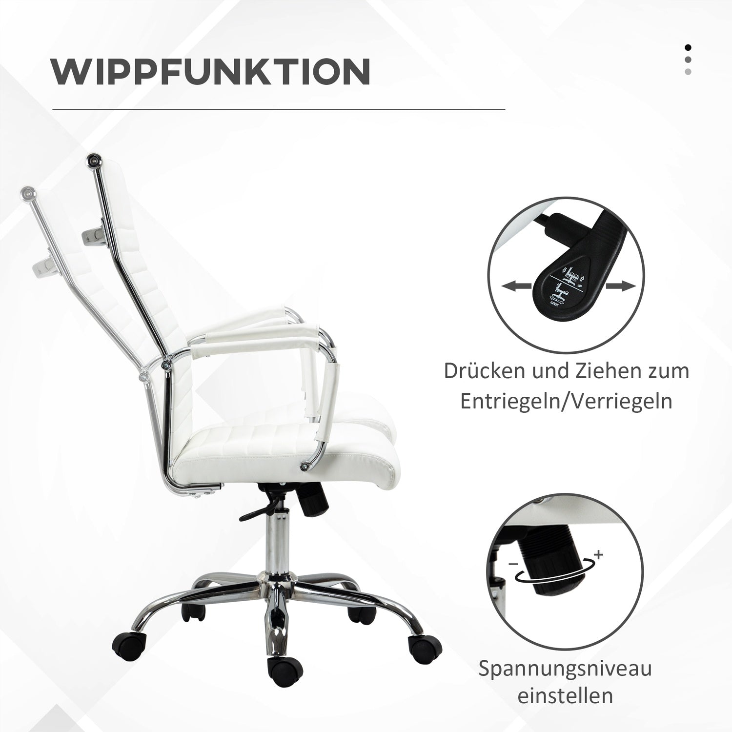 Ergonomisk vit kontorsstol, 360° vridbar, 120 kg Kapacitet