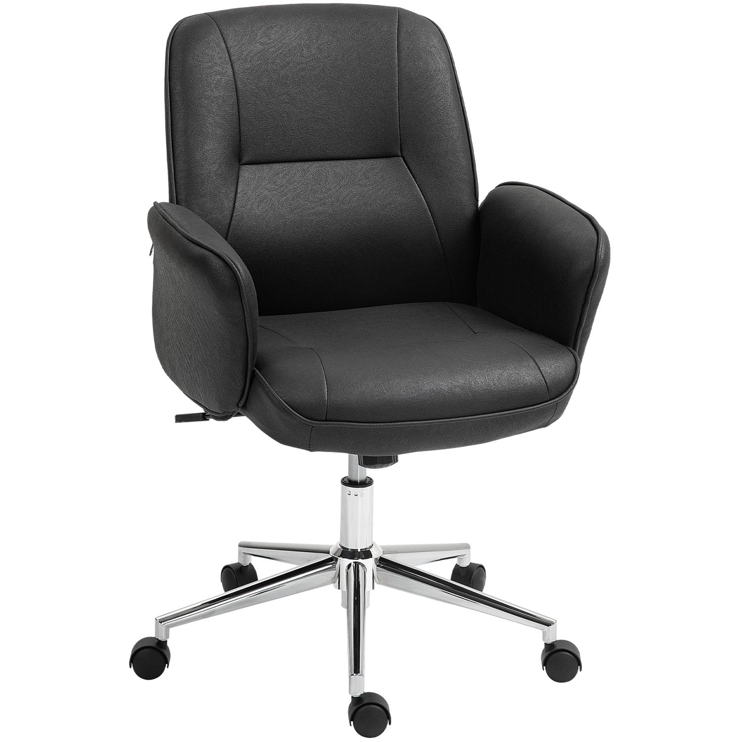 Ergonomisk vridbar kontorsstol, justerbar höjd, svart mikrofiber