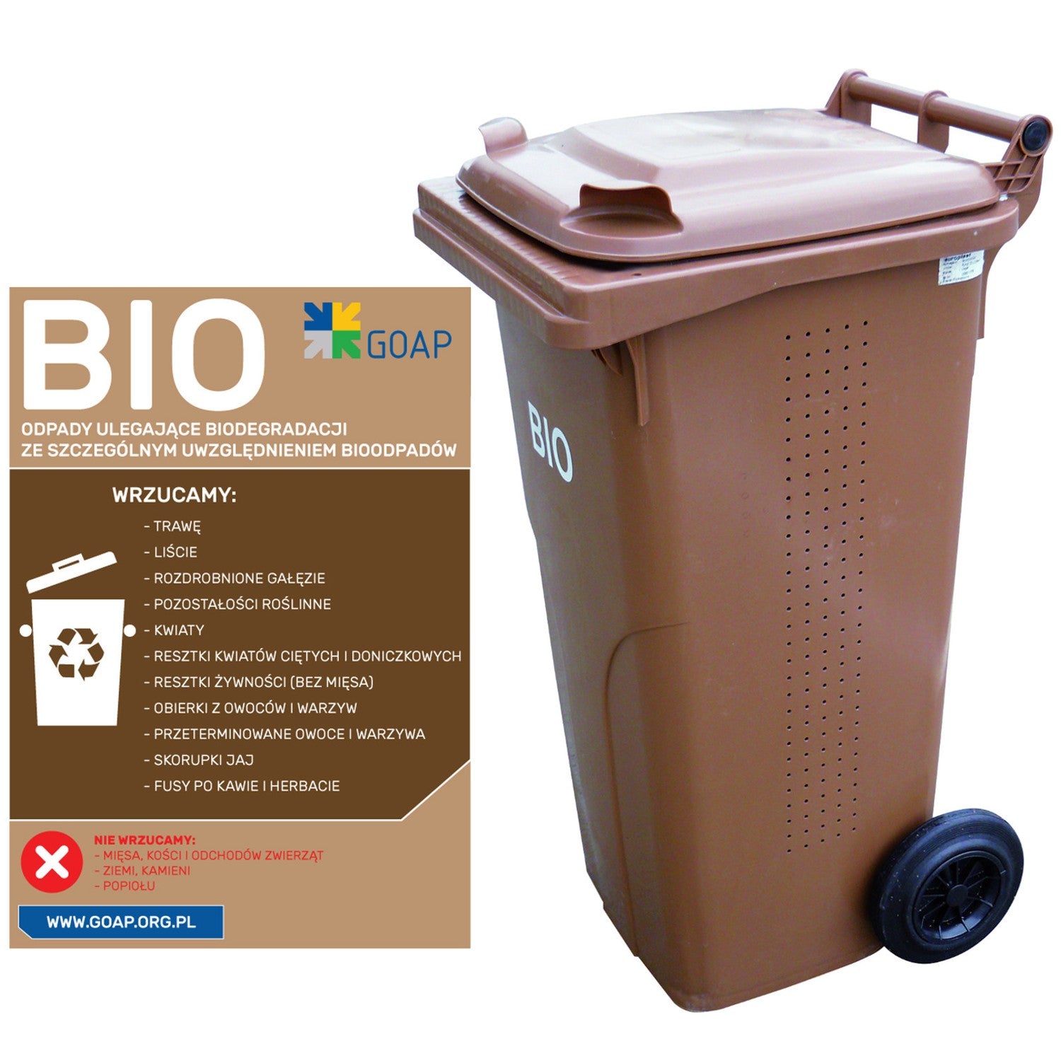 Europlast Österrike avfalls- och soptunna container - brun 120L BIO + GRID