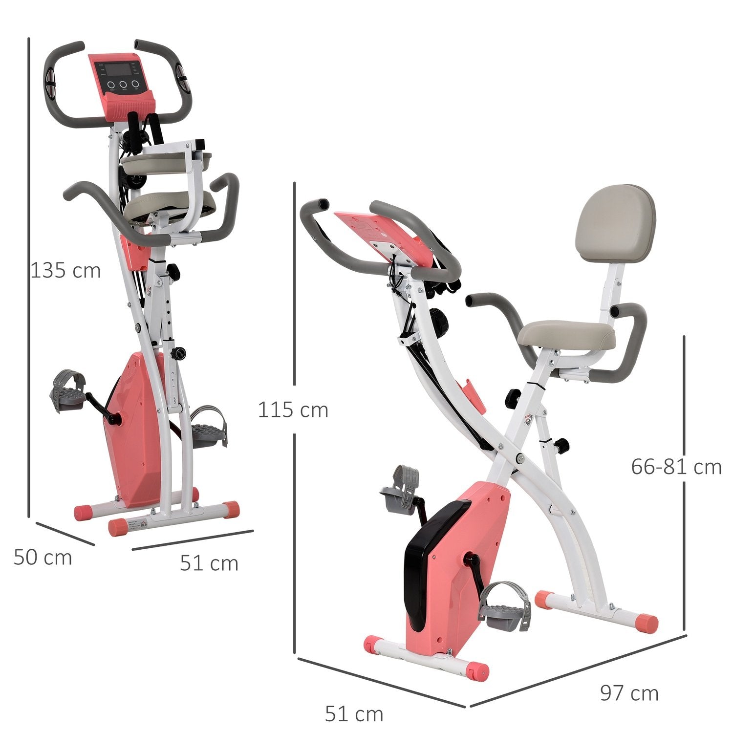 Motionscykel X-Bike 2-I-1 Cykeltränare Lcd-Skärm Fällbart Trimhjul För Hemmatränare Med 8-Nivåer Justerbart Magnetiskt Motstånd