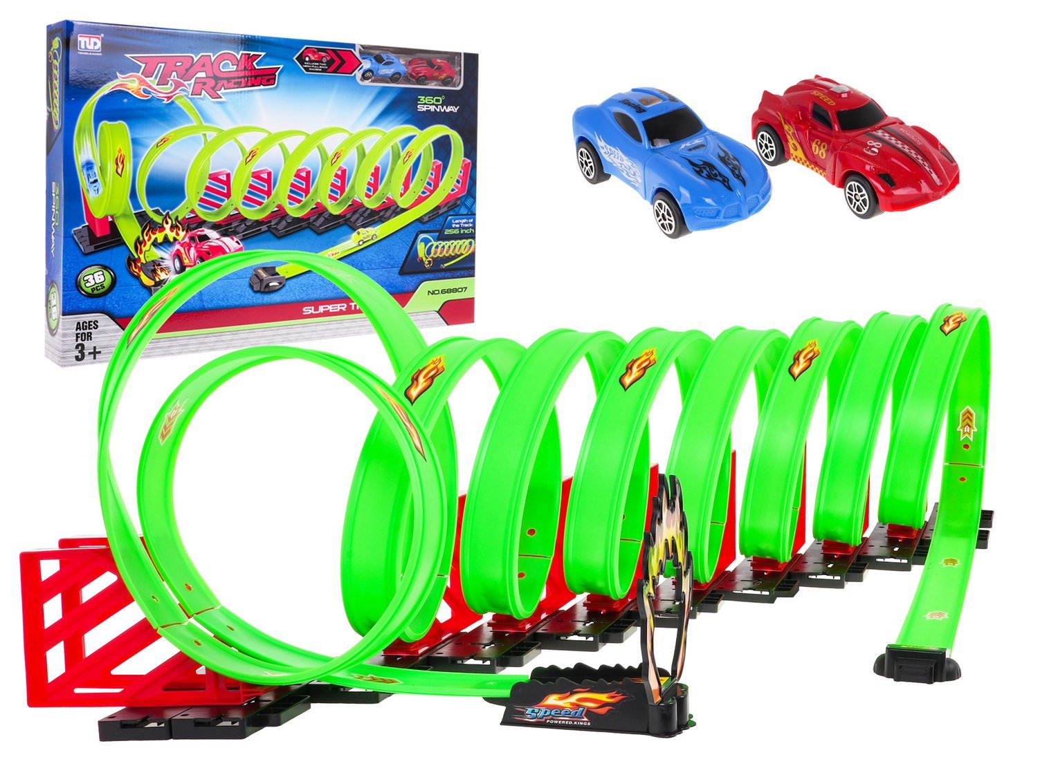 Extreme Race Track Set med loopar & 2 Pull-Back bilar