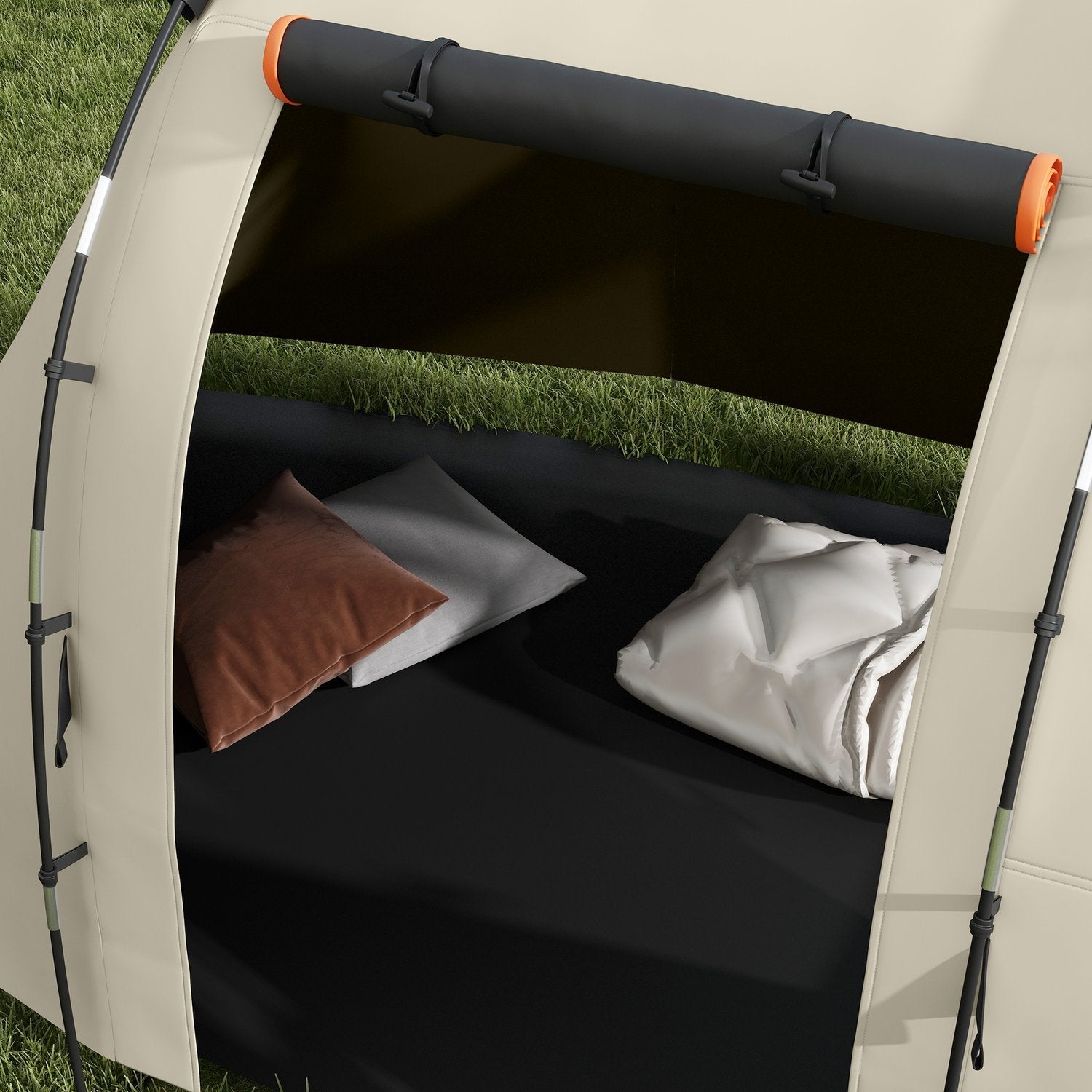 Tunnel Tält Campingtält 5 Personer Familjetält 2 Rum Sidofönster Bärväska 3000Mm Trädgård Khaki