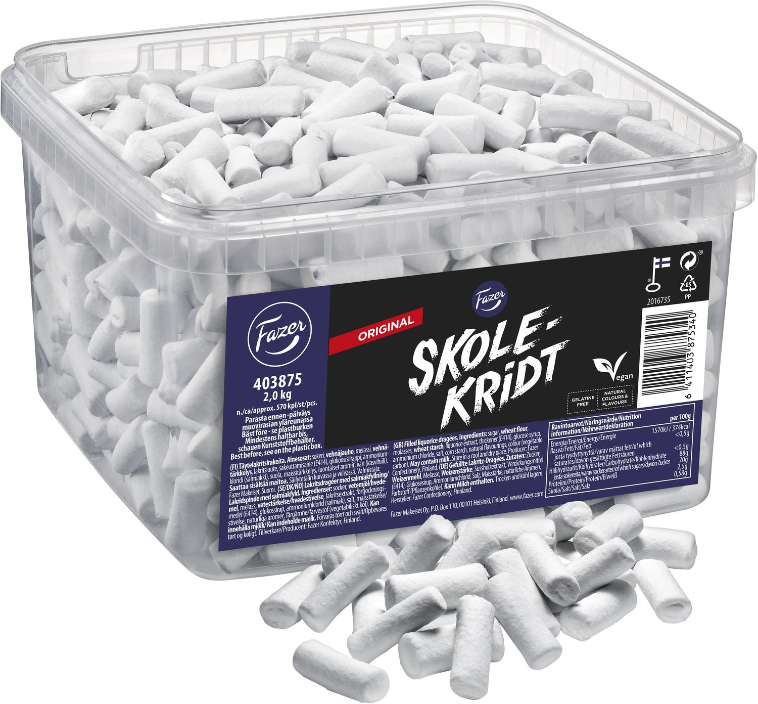 Fazer Skolekridt - lösgodis, 2,0 kg