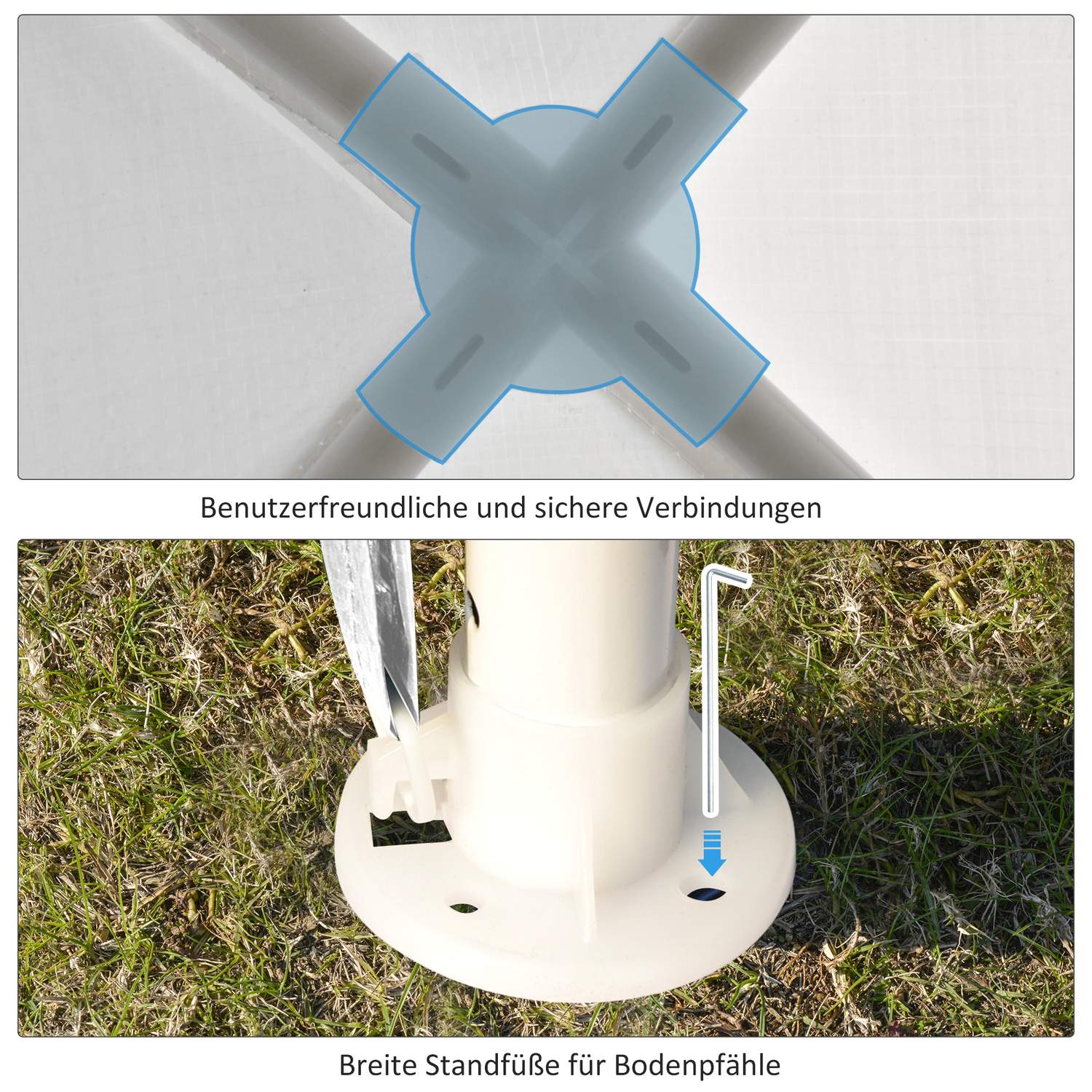 Festtält, 2,7x2,7M, Stabil Stålstomme, Vit Presenning