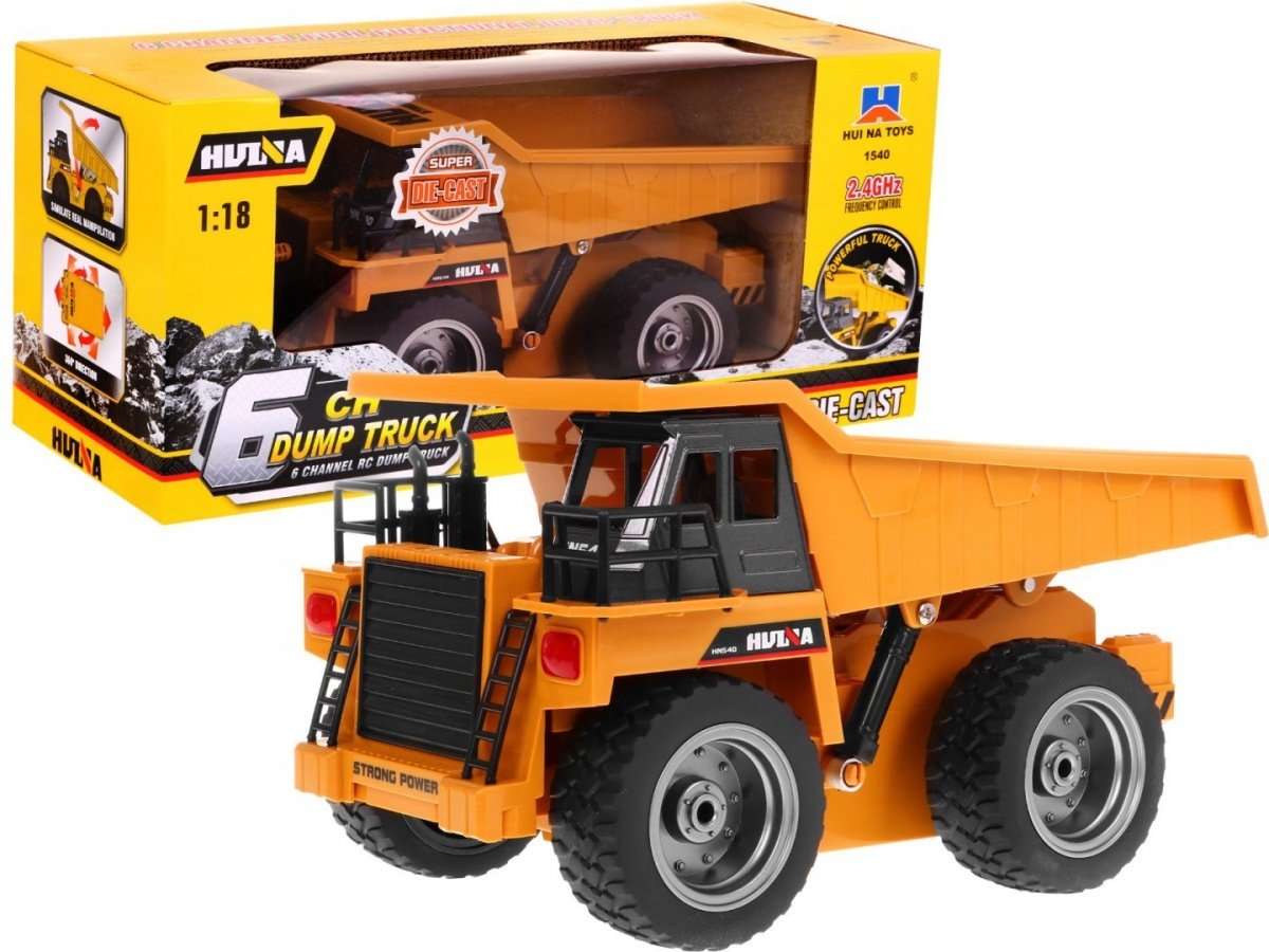 Fjärrkontroll metalldumper 1:18 med lampor & 4WD