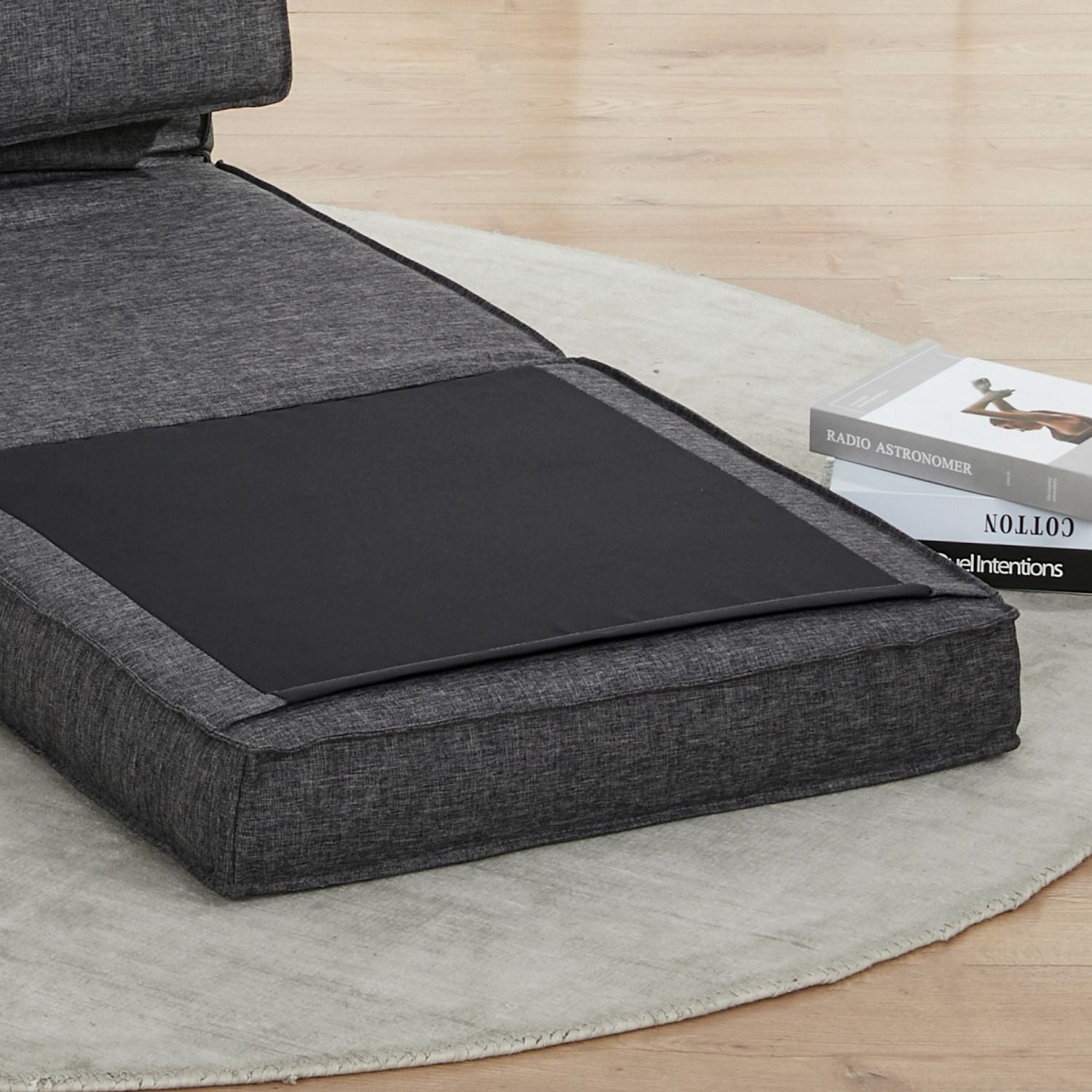 Fällbar Golvstol Bäddsoffa, 5-stegs justerbar, mörkgrå