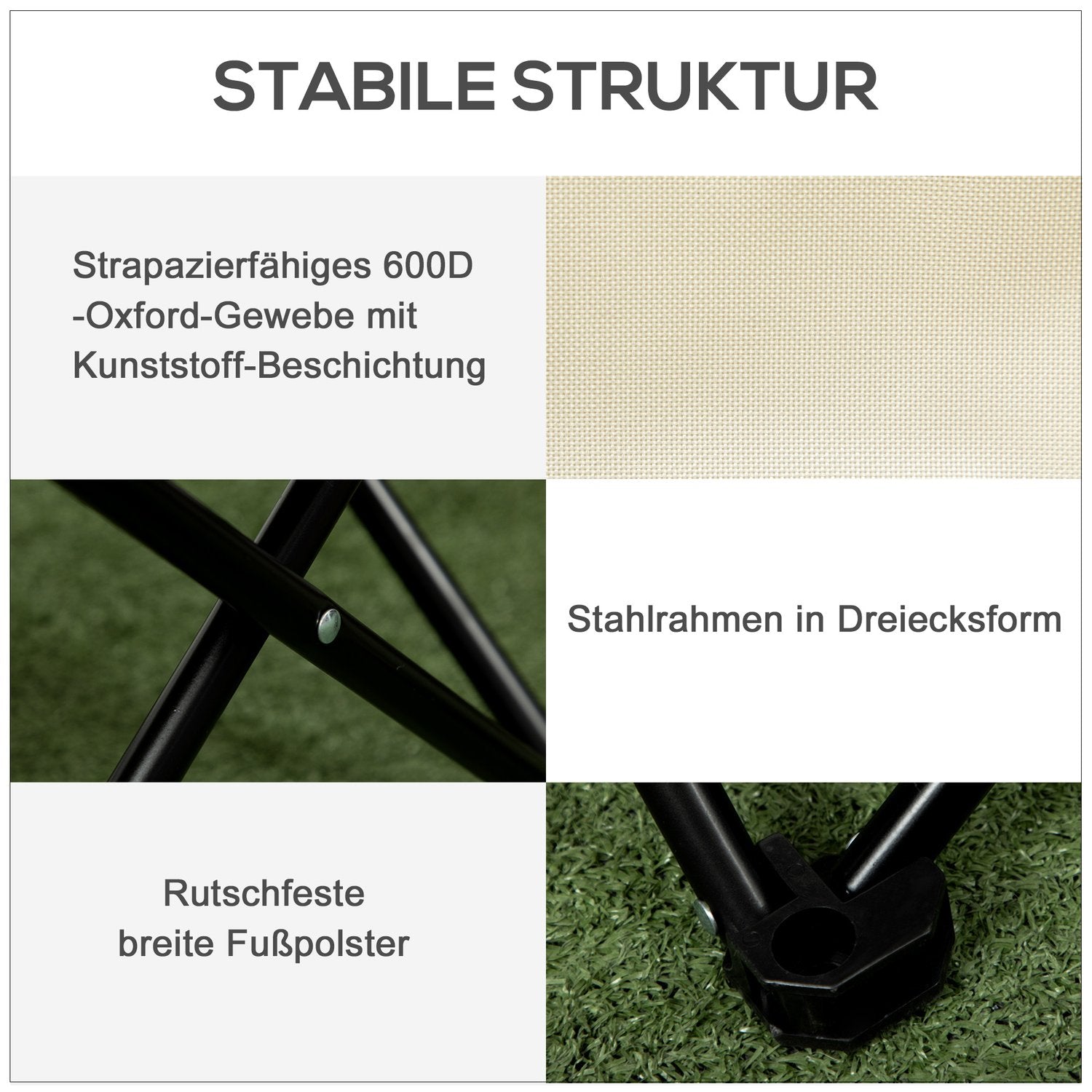 Fällbar campingstol med sidficka och bärväska