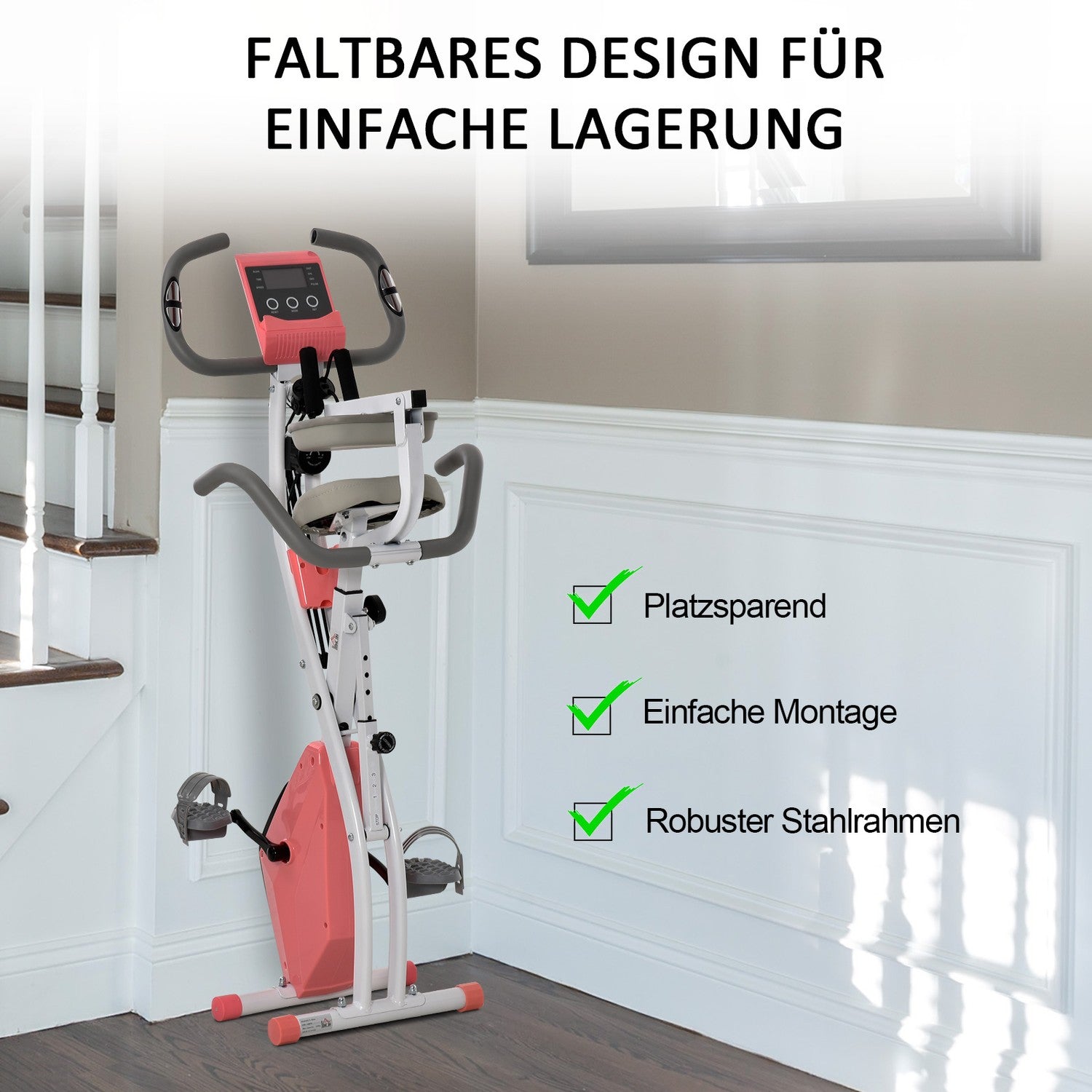 Fällbar motionscykel – 2-i-1 tränare med LCD och 8 motståndsnivåer