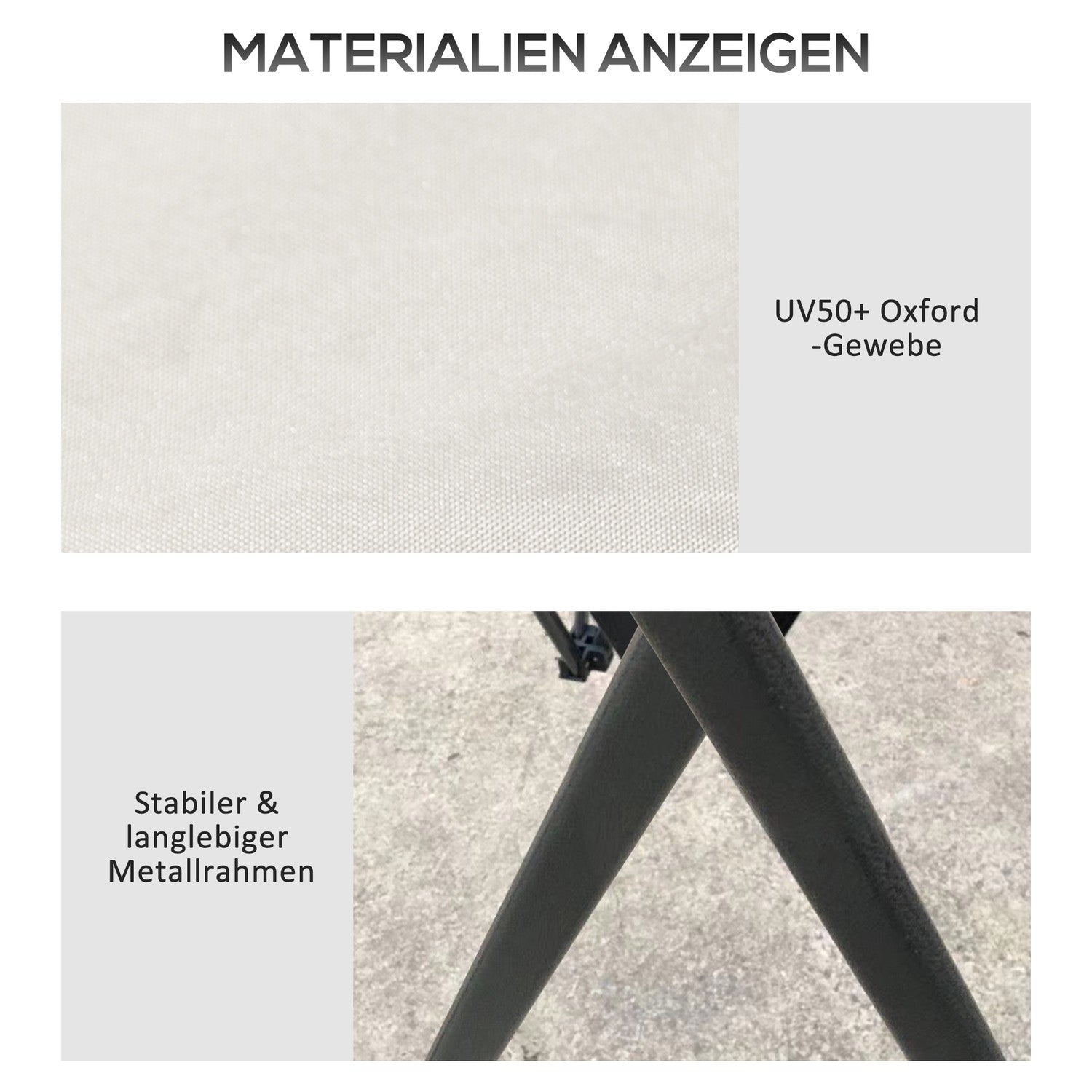 Fällbar paviljong 4x4m, UV-skydd, justerbar höjd, kräm