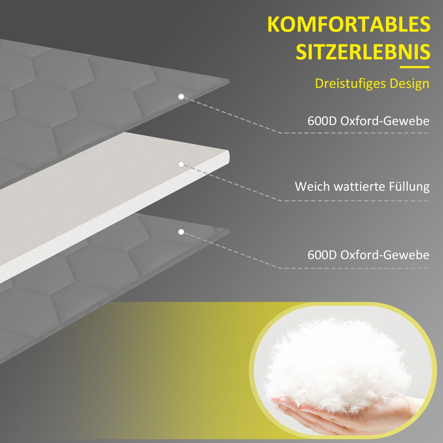Fällbar solstol, justerbart ryggstöd, kudde, grå