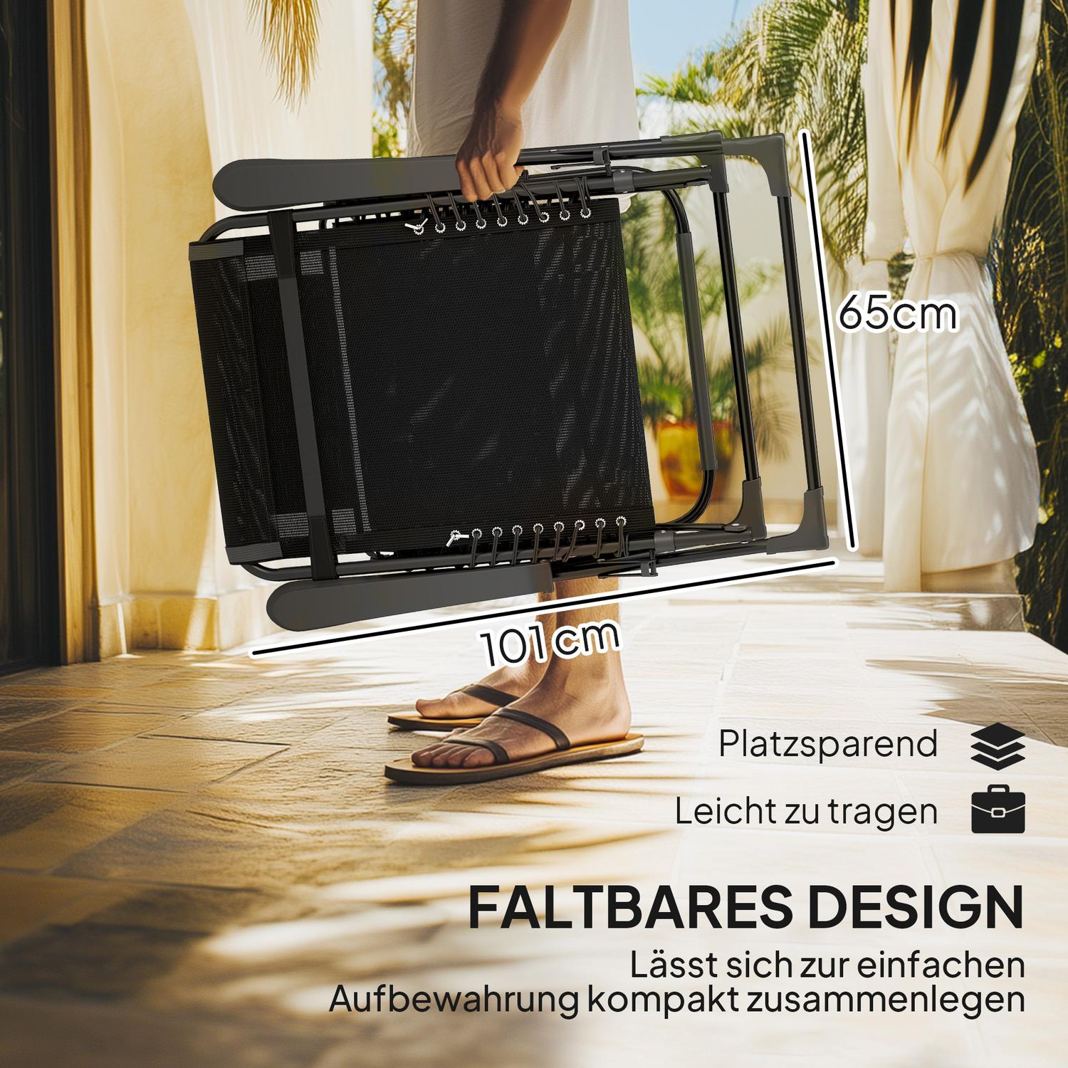 Fällbar solstol, justerbar, väderbeständig, 120 kg kapacitet