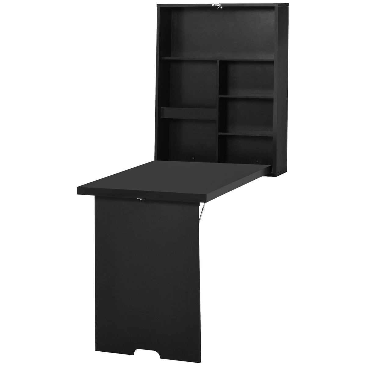 Inklapbaar bureau aan de muur met schoolbord, Zwart 60x94,5x147 cm