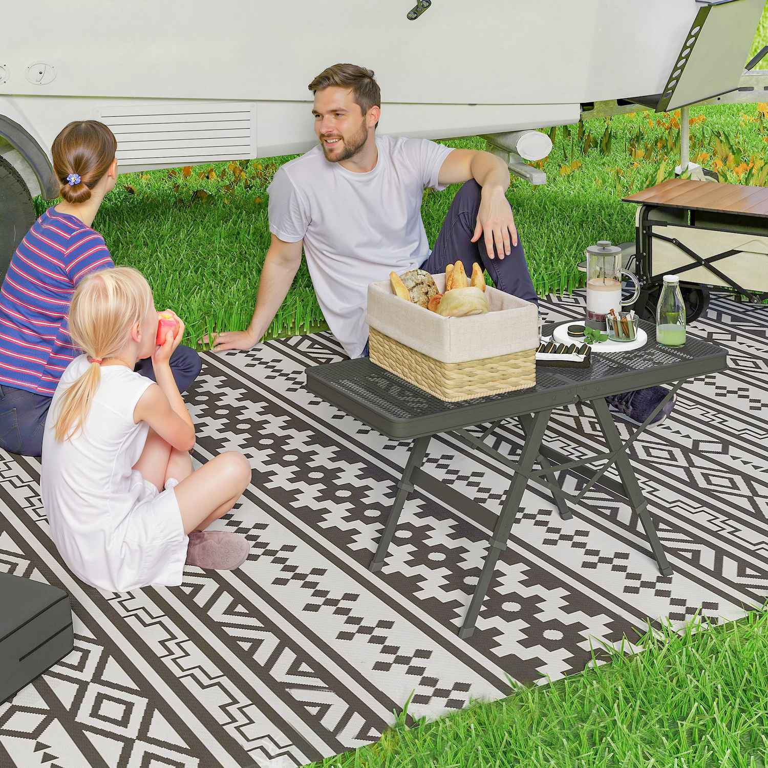 Fällbart campingbord i aluminium – Justerbart i höjdled, 90x40,5 cm