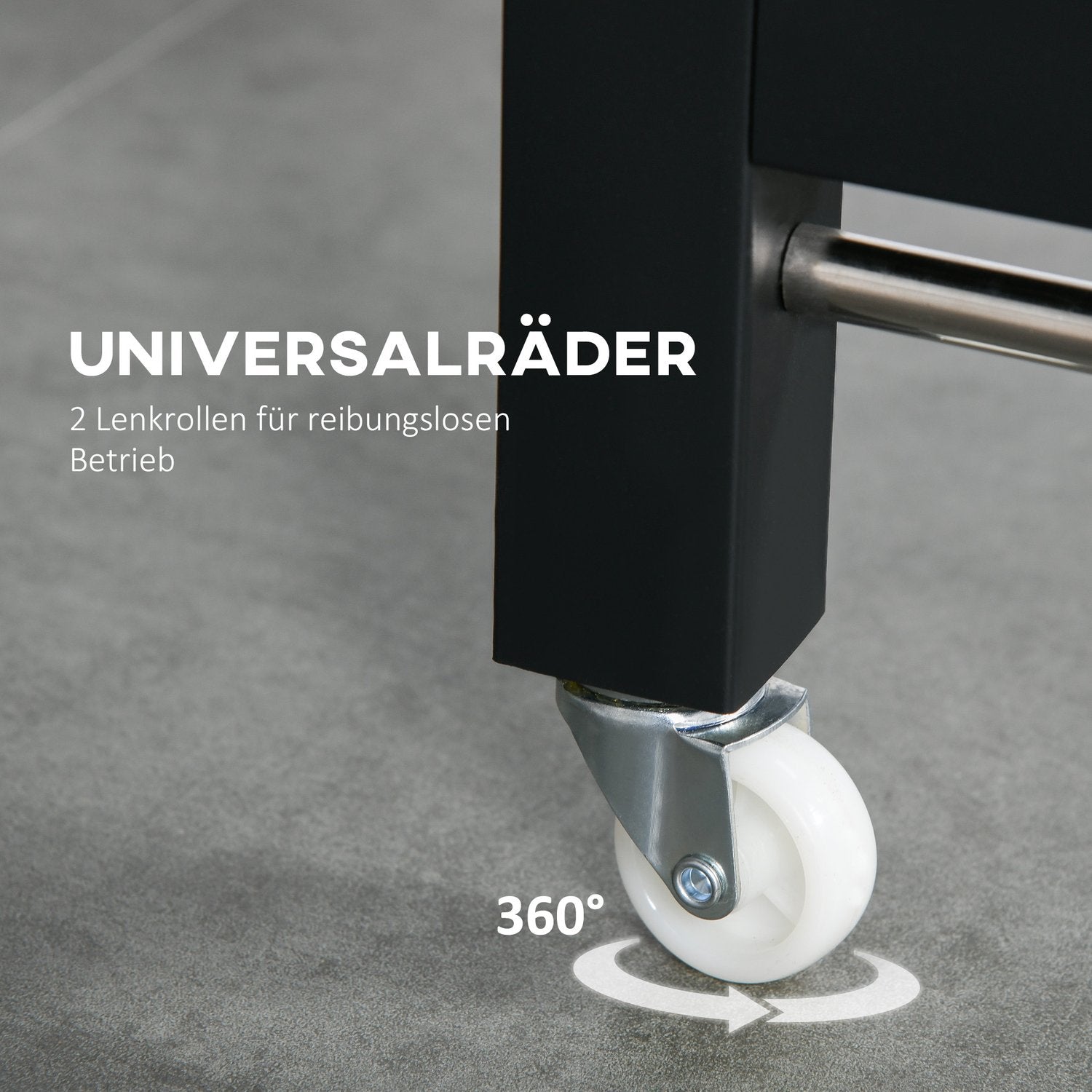 Fällbart matbord i metall m/ hjul, 118x70x76,5cm, Brun