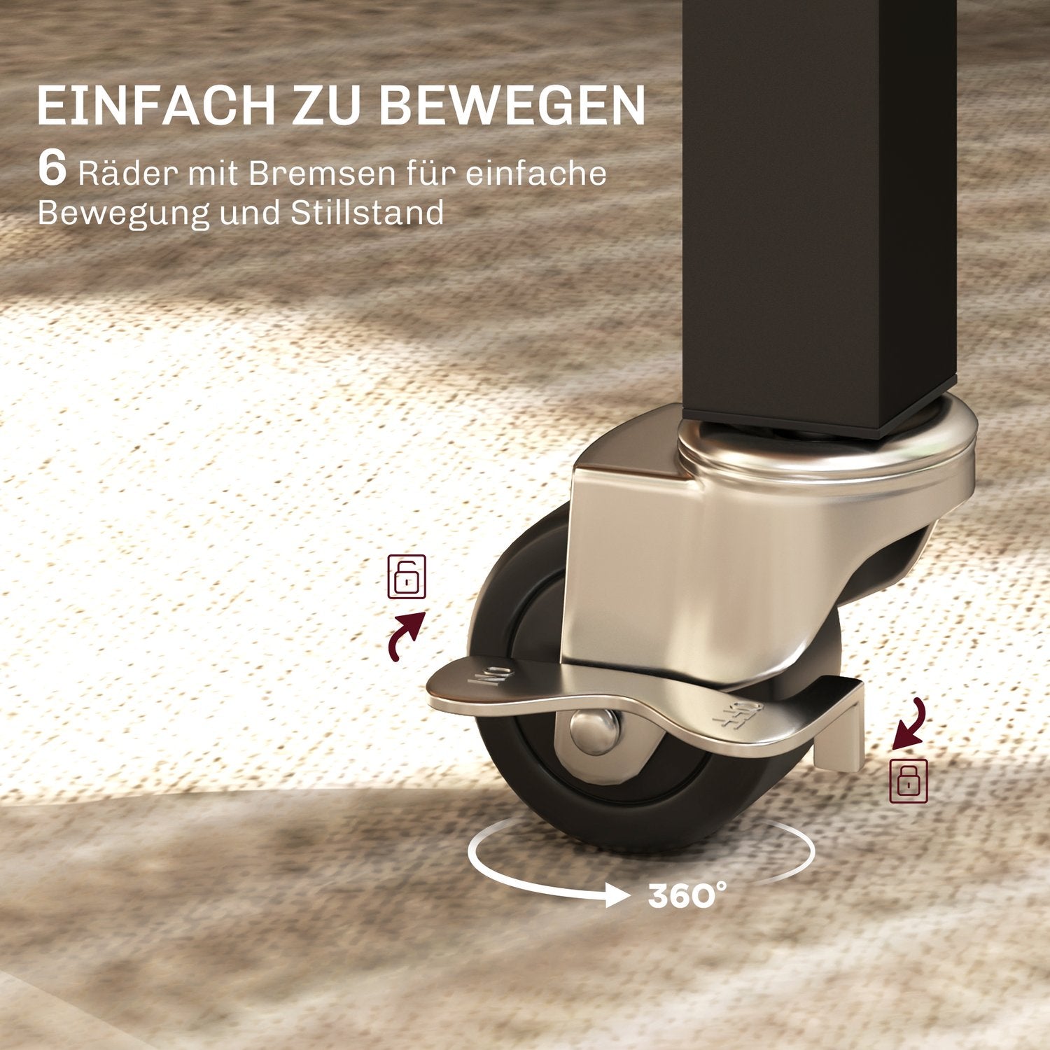 Fällbart matbord med hjul, Rustikbrun, 120x80 cm