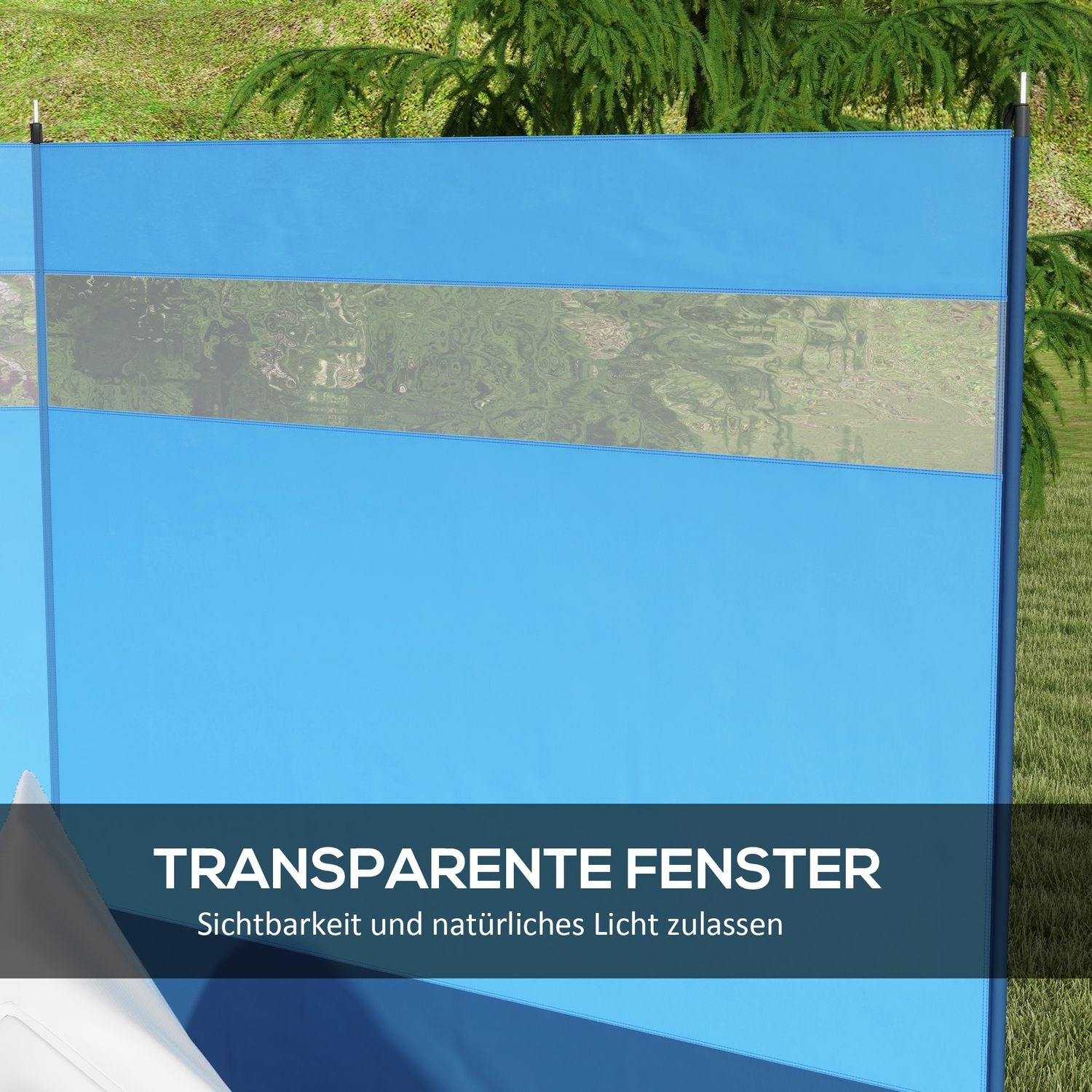 Fällbart vindskydd med lätt fönster, 440x140cm, Blå