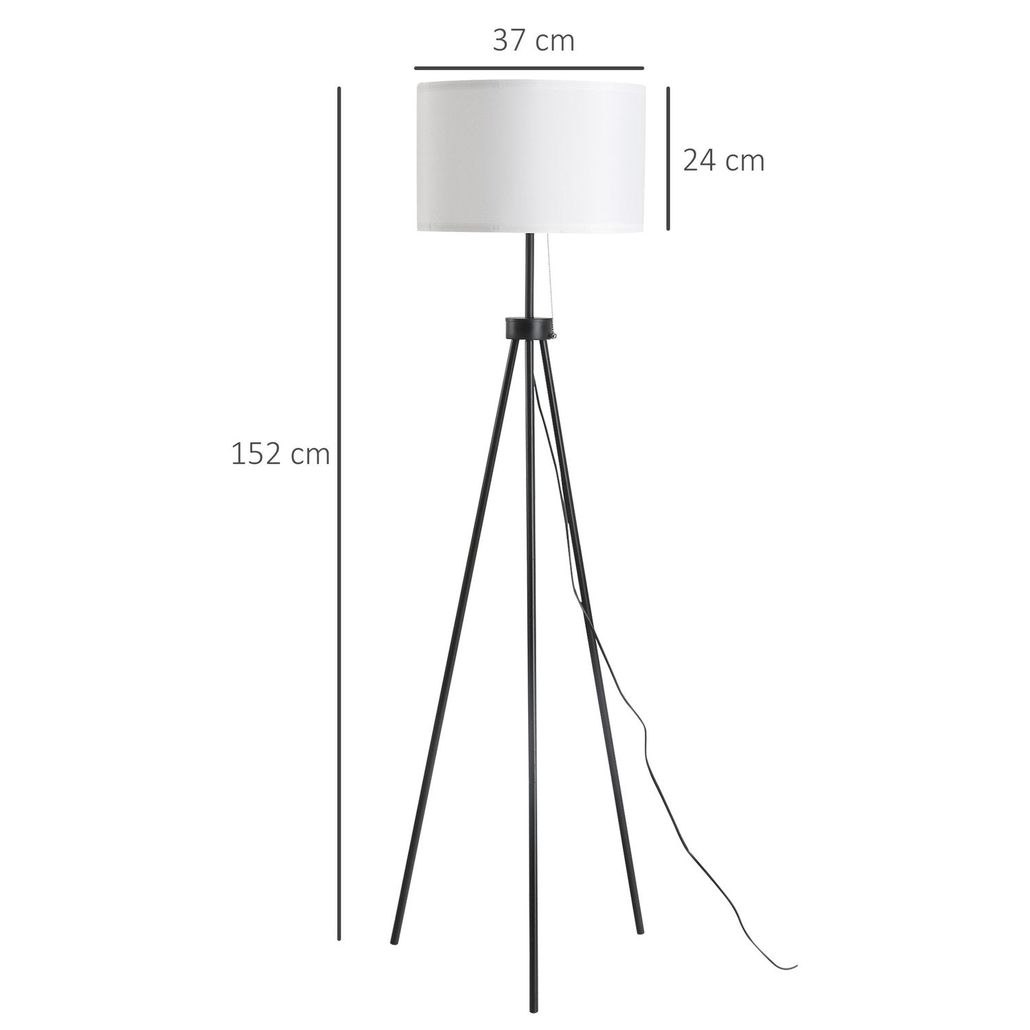 Golvlampa Modern Golvlampa E27, Stål & Polyester, Svart & Vit, 37X37X152Cm