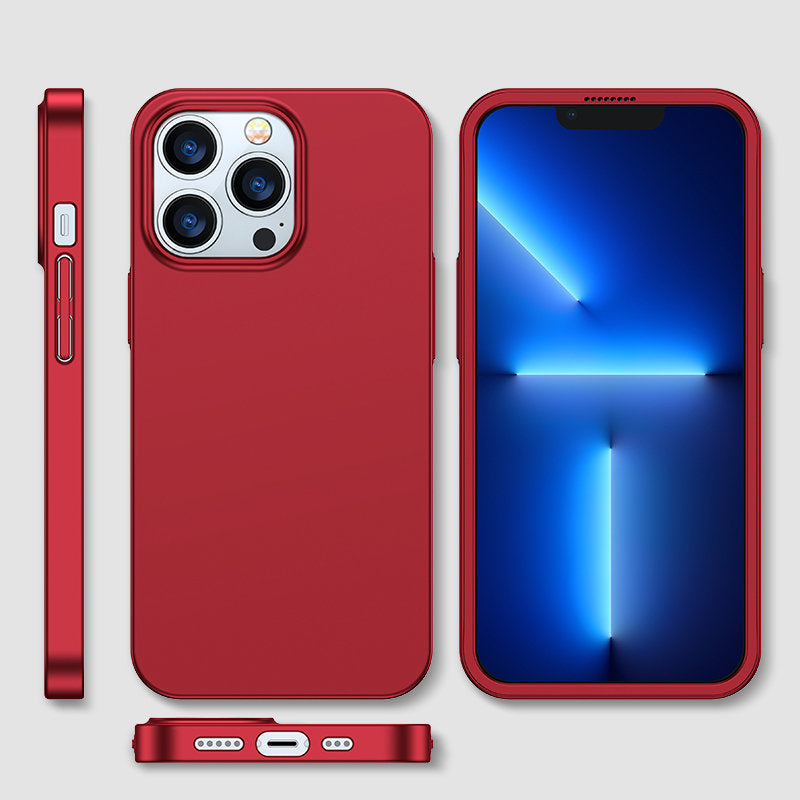 Fodral skal för iPhone 13 Pro Max, bak- och frontskal + härdat glas, rött