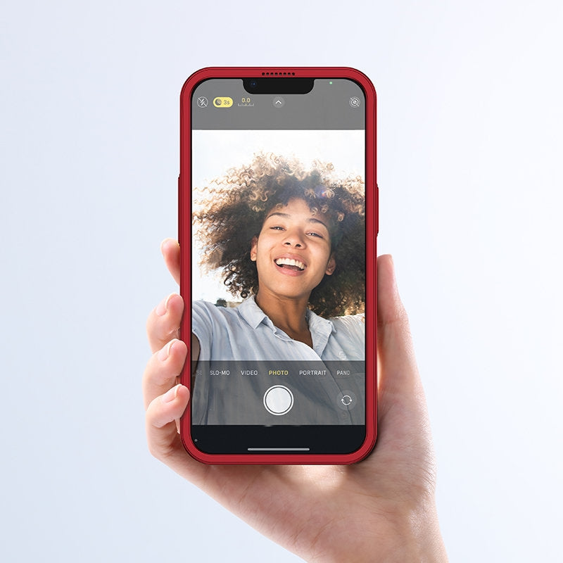 Fodral skal för iPhone 13 Pro Max, bak- och frontskal + härdat glas, rött