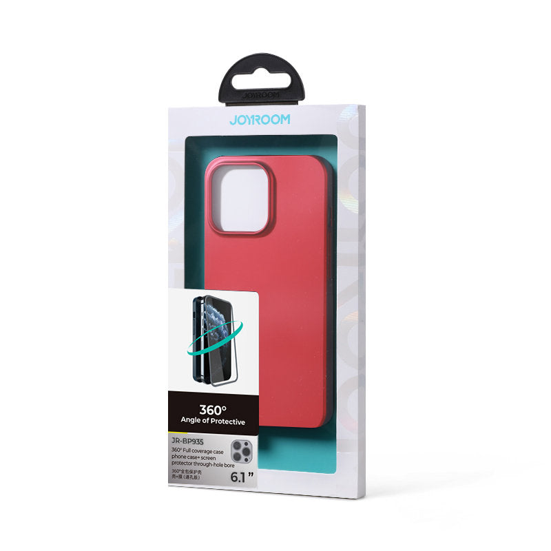 Fodral skal till iPhone 13 Pro, bak- och frontskal + härdat glas, rött