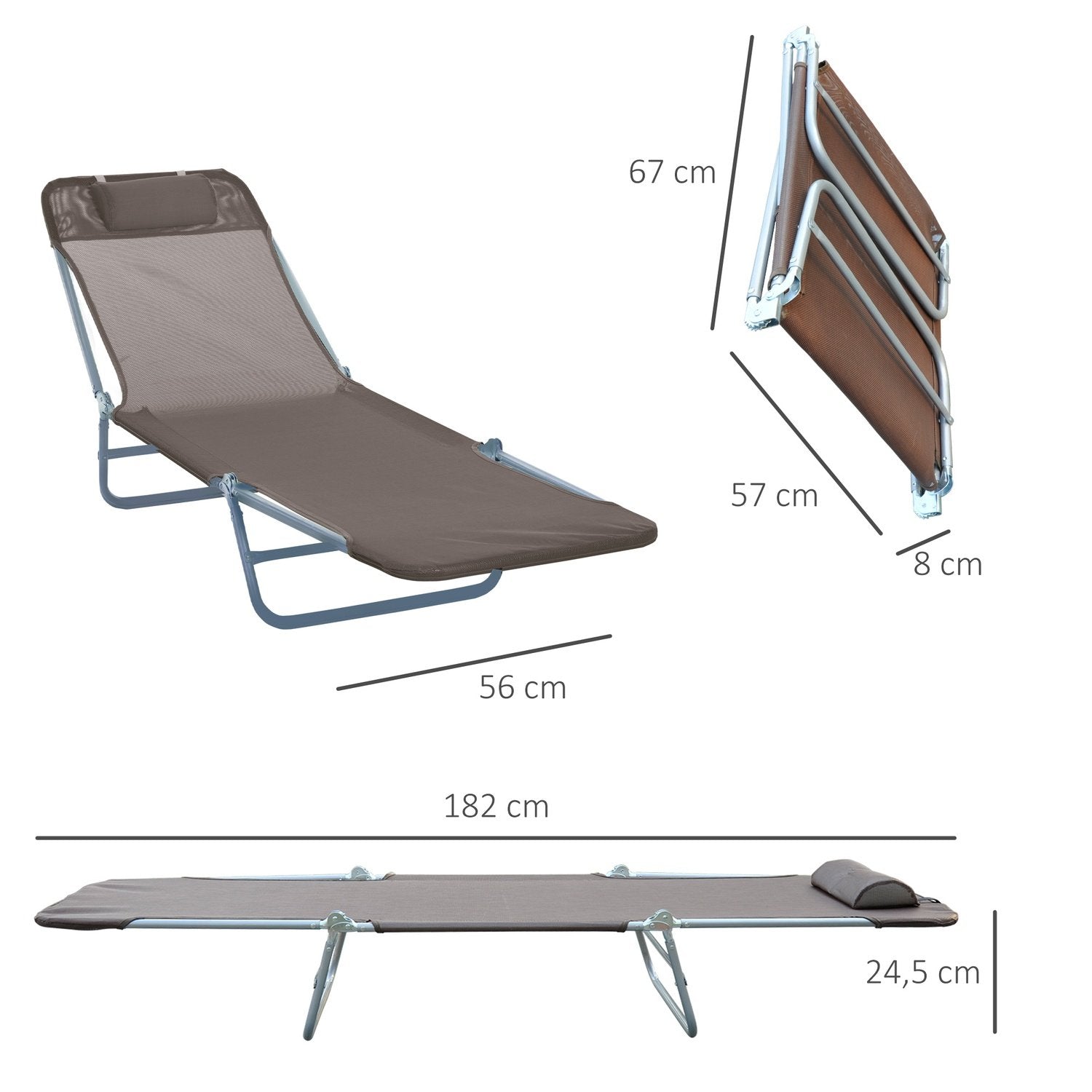 Solstol, Trädgårdsstol, Relaxstol, Badrumsstol, Tvåbens Solstol, Brun För Trädgård Och Terrass