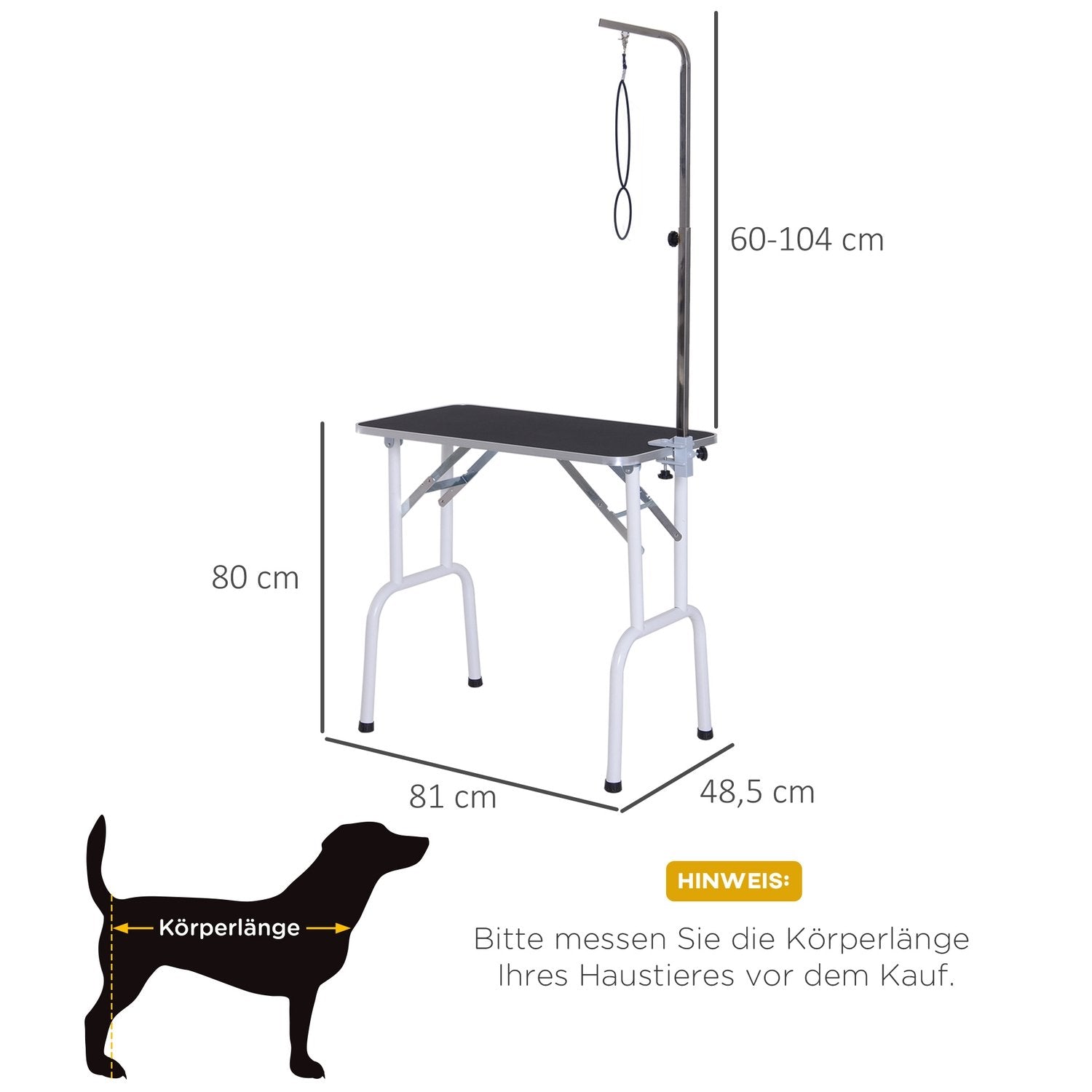 Trimbord Fällbart Trimbord För Hundar, Klippbord Med Metallram, Svart, 81X48X80Cm