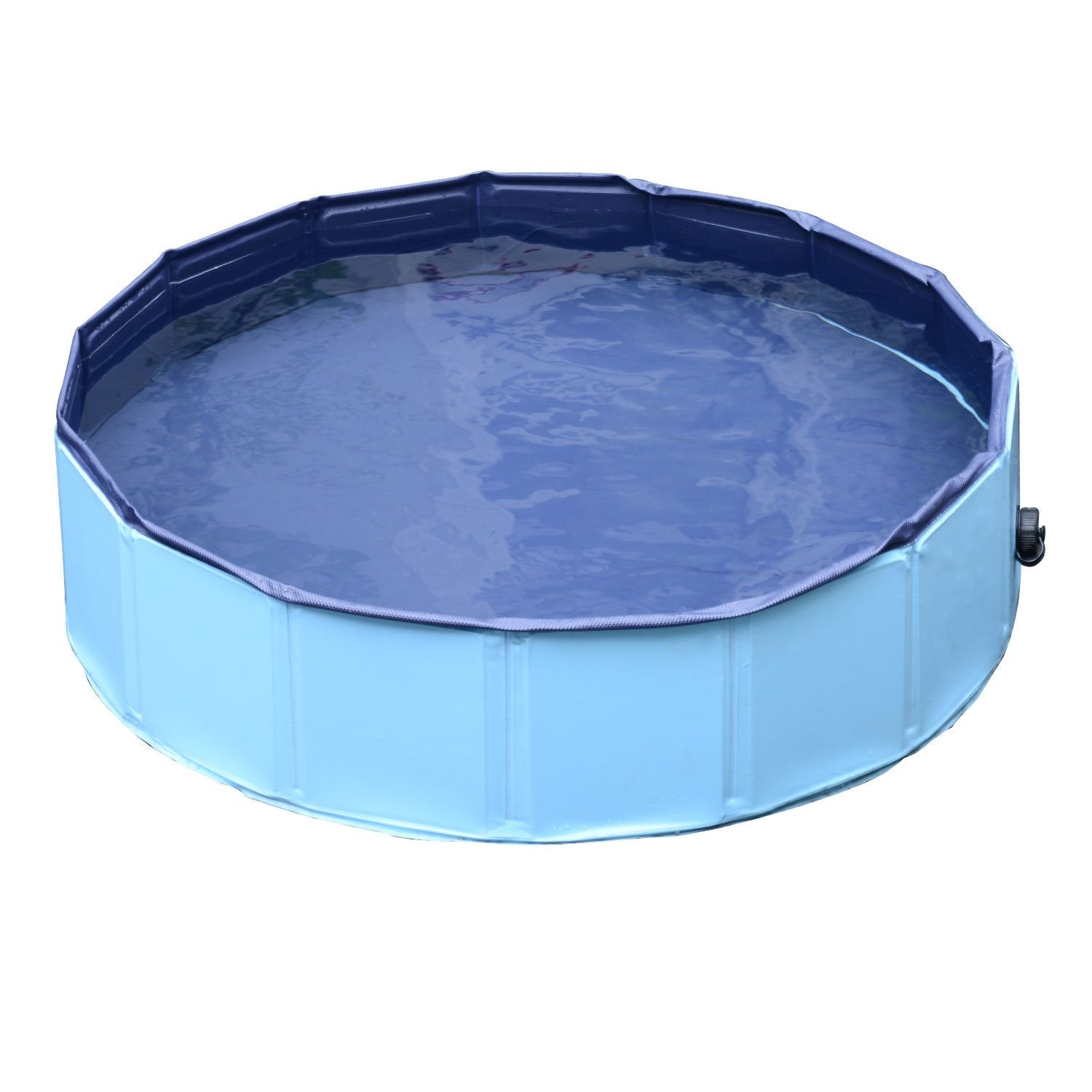 Hundbassäng, Robust Plaskdamm För Hundar, Pool Av Pvc + Trä, Blå, Ø80Xh20 Cm, Sommarnöje