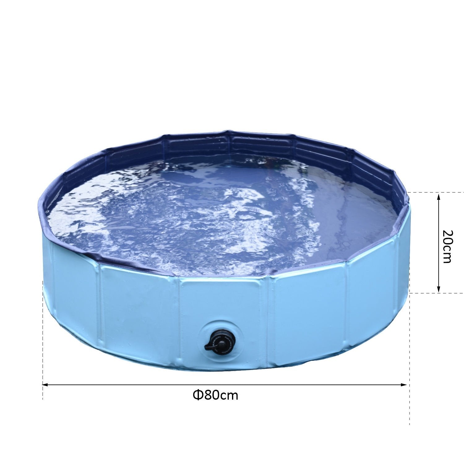 Hundbassäng, Robust Plaskdamm För Hundar, Pool Av Pvc + Trä, Blå, Ø80Xh20 Cm, Sommarnöje