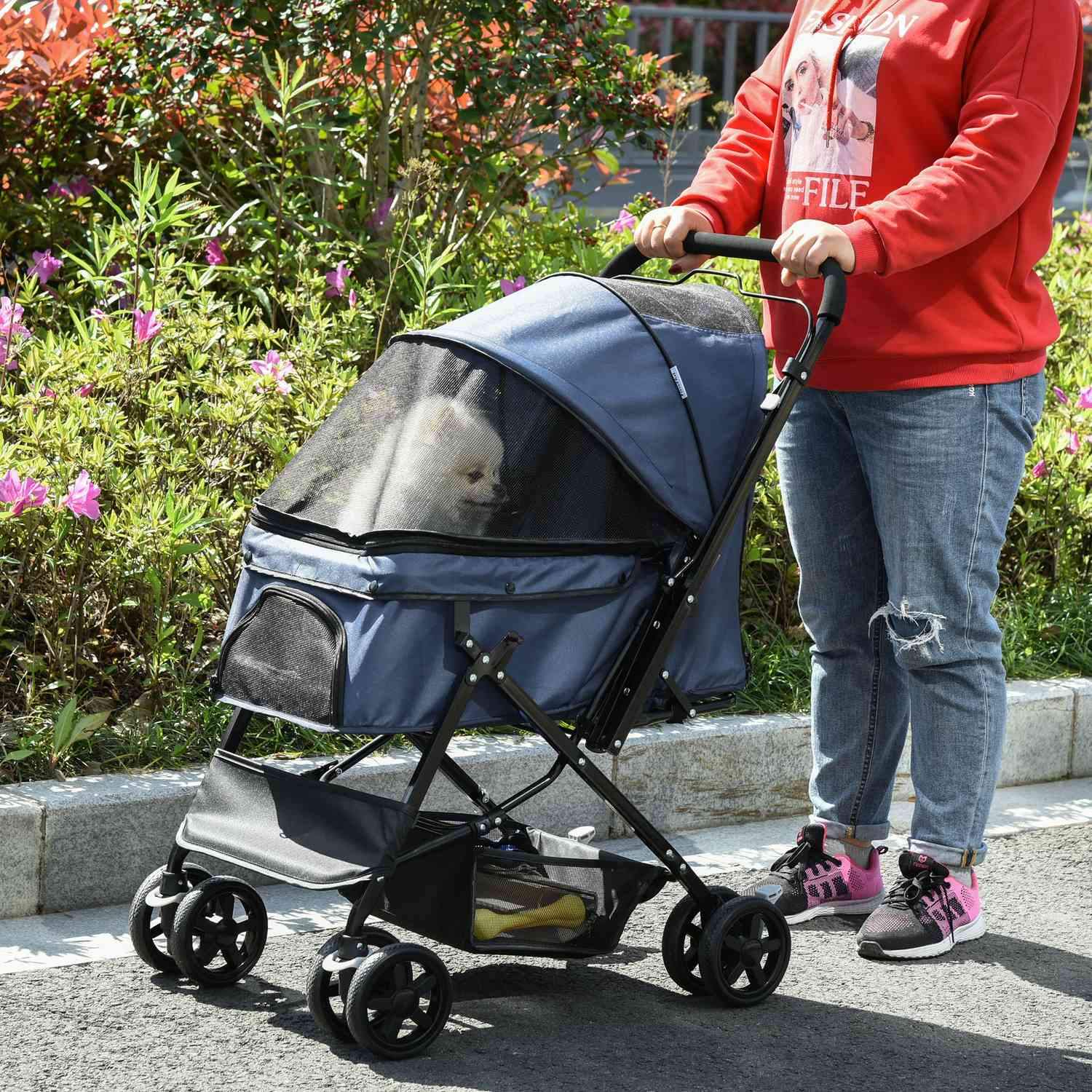 Pet Cart Katt Buggy Oxford Blå 76,5X52X95Cm Små Hundar & Katter