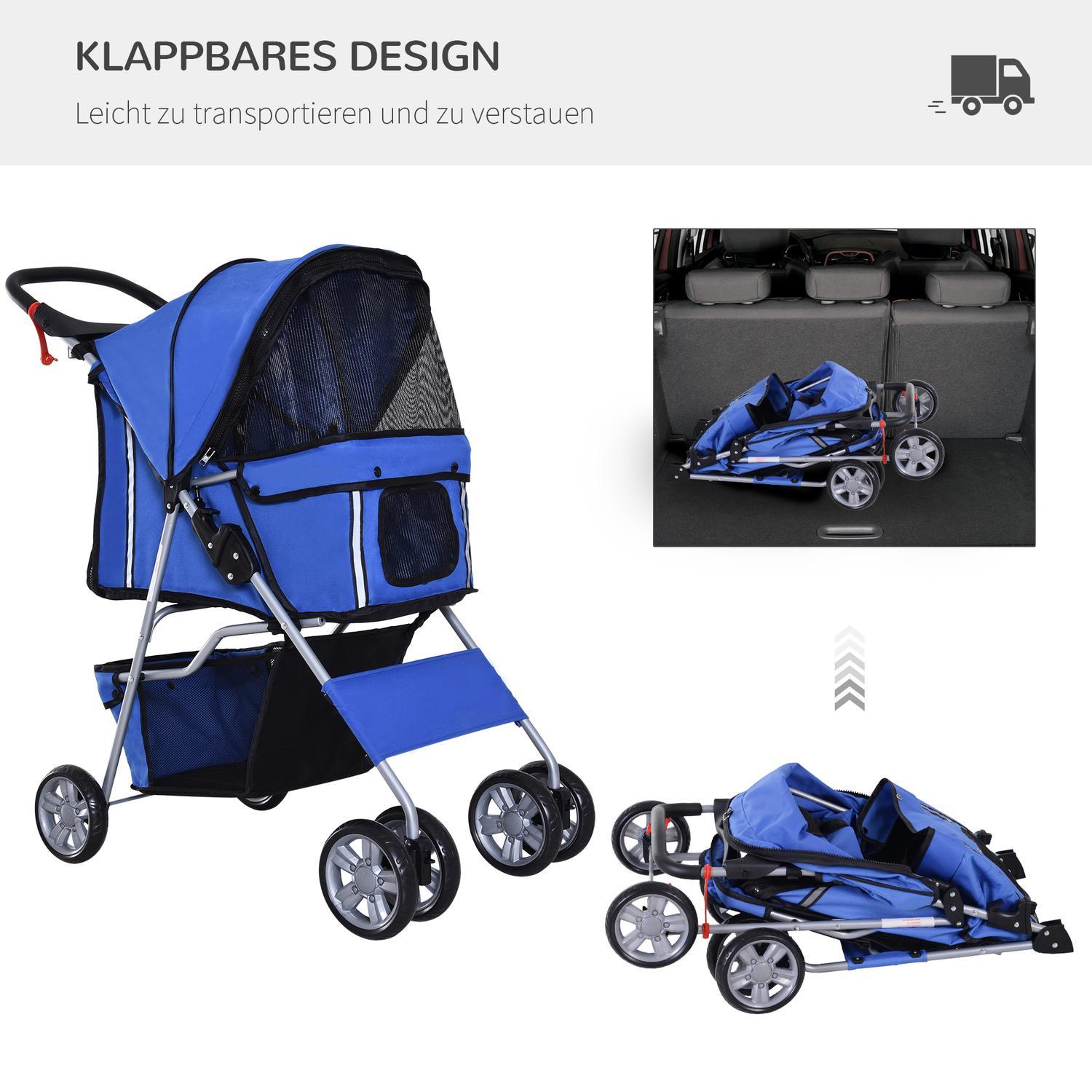 Dog Cart Hund Buggy Husdjur Hund Buggy Barnvagn Jogger Trailer Blå