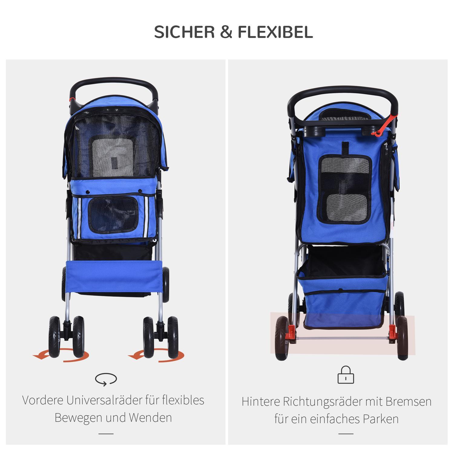 Dog Cart Hund Buggy Husdjur Hund Buggy Barnvagn Jogger Trailer Blå