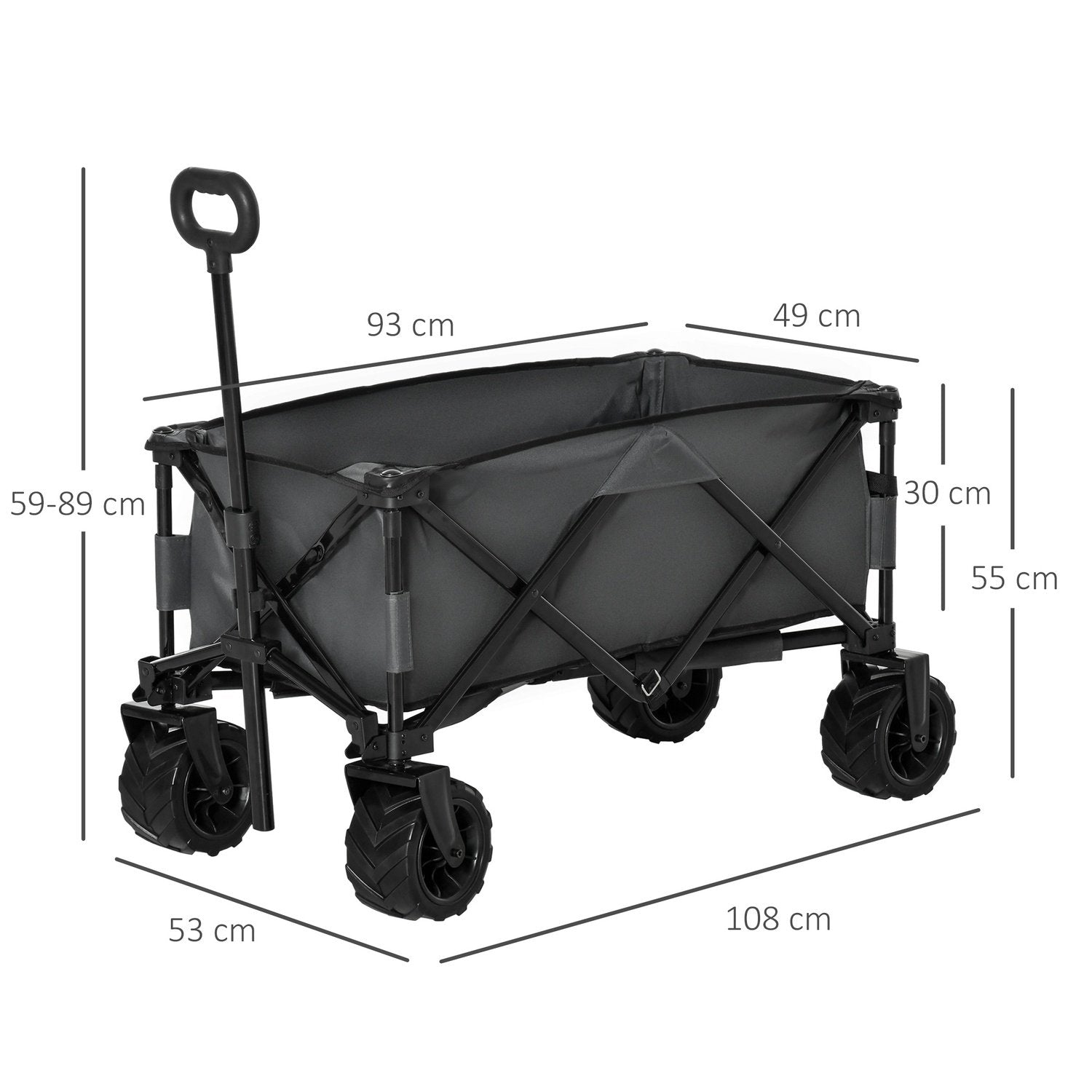 Handkärra Hopfällbar Handkärra 360°, Trädgårdsvagn Med Teleskophandtag, Upp Till 20 Kg, Justerbar Handtagshöjd