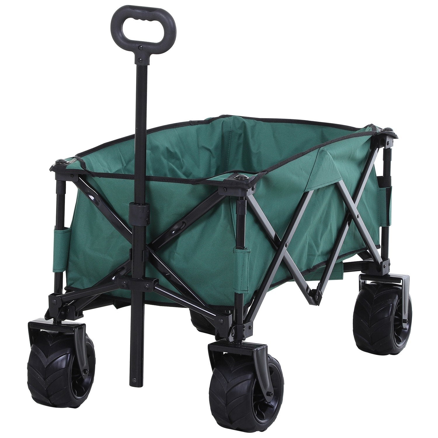 Handkärra Fällbar Handvagn 360° Trädgårdsvagn Teleskophandtag Justerbart Upp Till 20 Kg Metall Oxford Grön 108X55X59-89Cm