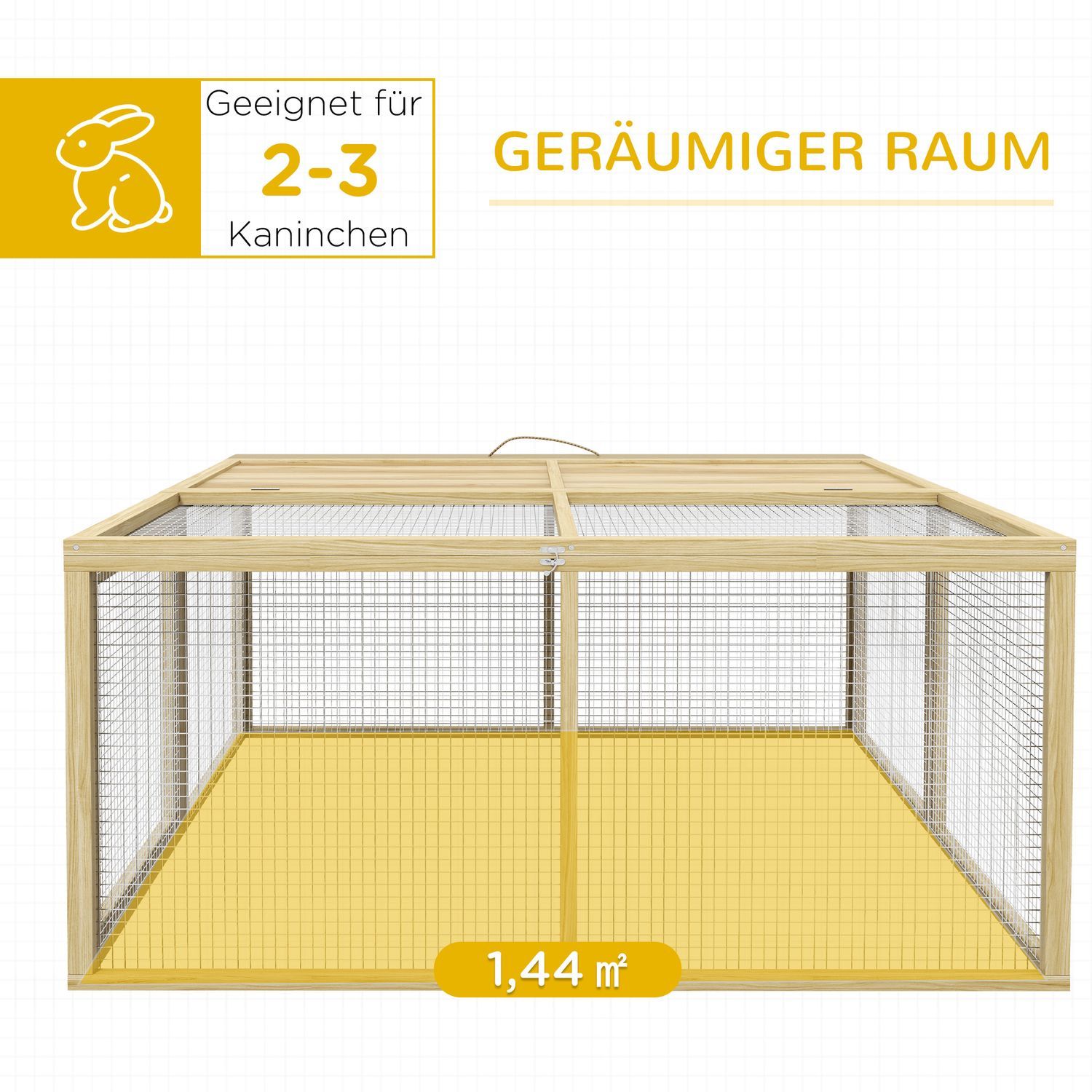 Rabbit Hutch Trä Vikbar Smådjur Hut Outdoor Run Öppet Tak Marsvin Naturlig 120X120X57Cm