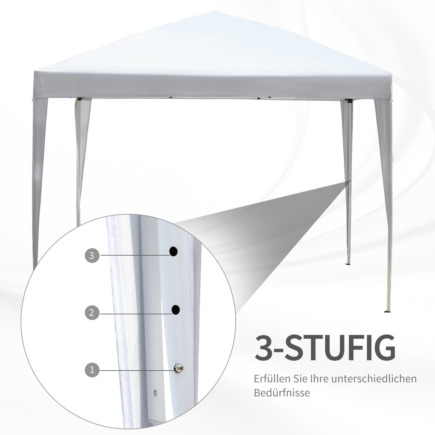 Gazebo 2,95X2,95M Pop-Up Vikbart Gazebo, Uv-Skydd, Fällbart, Stål+Oxford, Vit