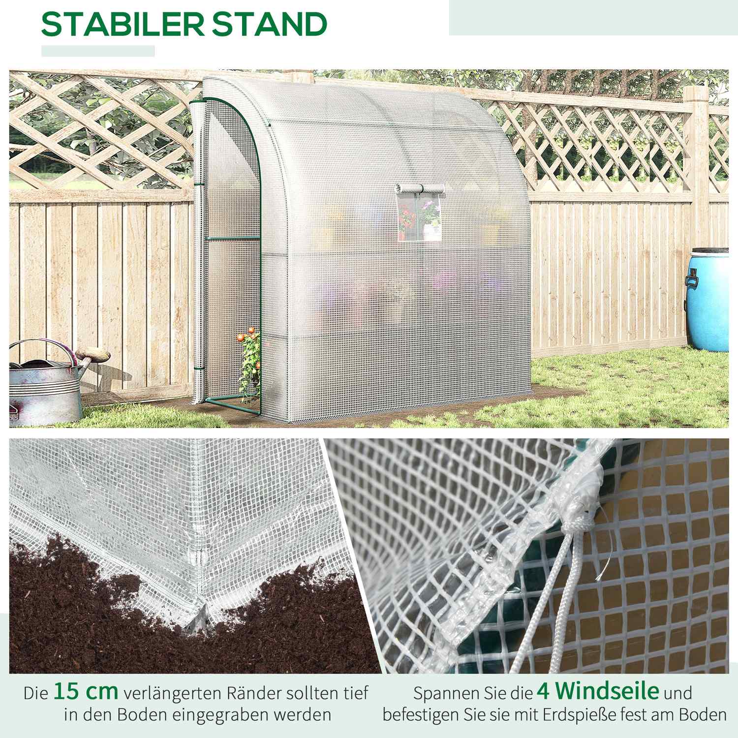 Folie Växthus 200x100x215cm, Meshfönster & UV-skydd