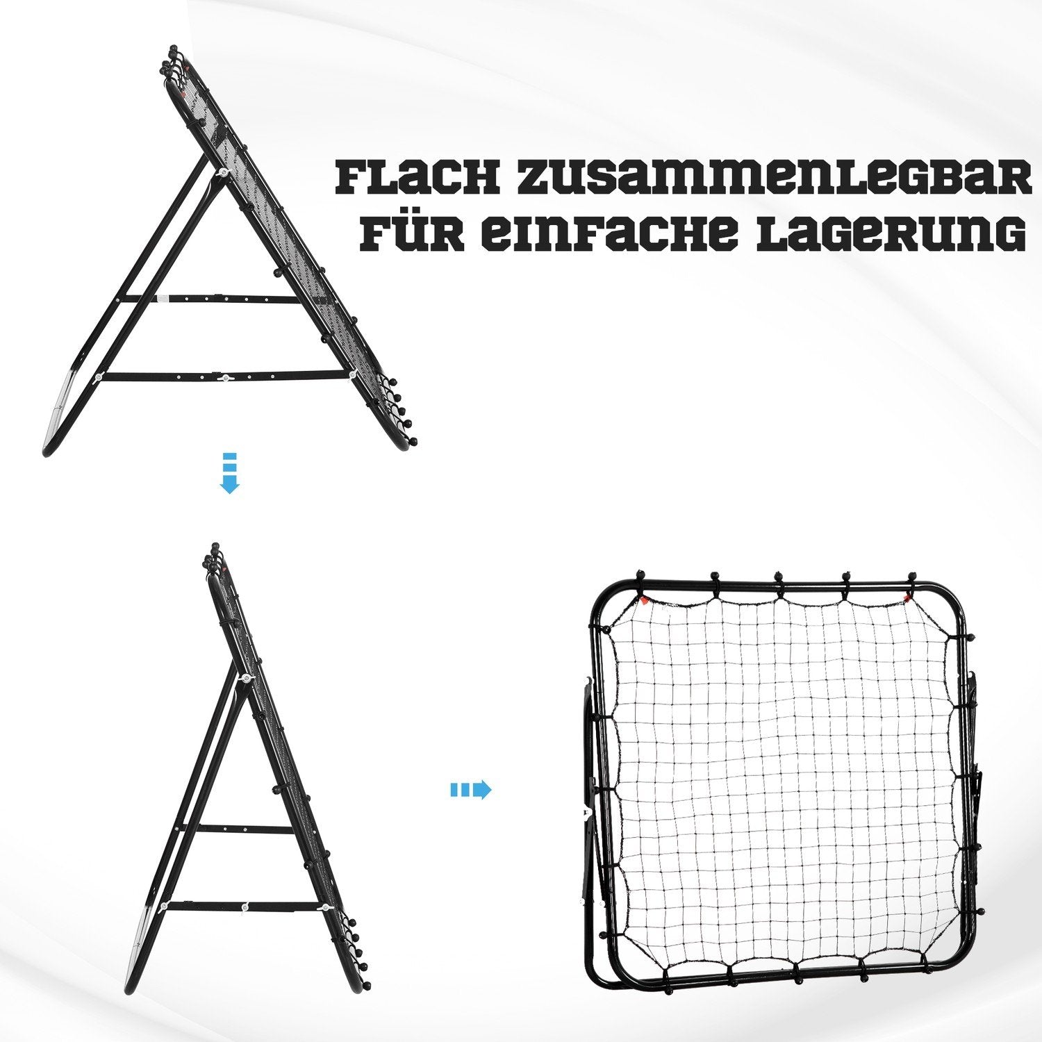 Football Rebounder Kickback Goal Rebound Wall Net Av Metallrör+Pe, 96X80X96 Cm, Svart