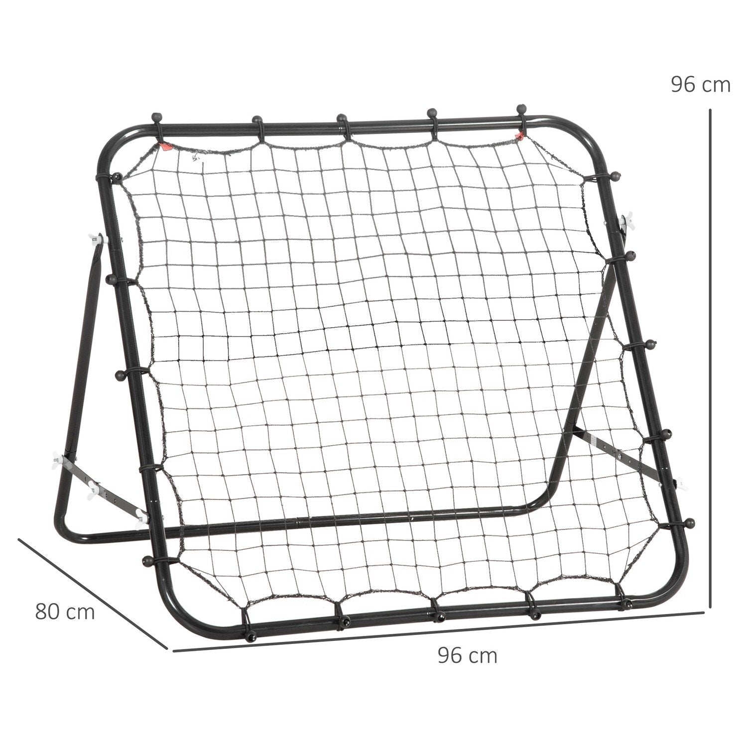 Football Rebounder Kickback Goal Rebound Wall Net Av Metallrör+Pe, 96X80X96 Cm, Svart