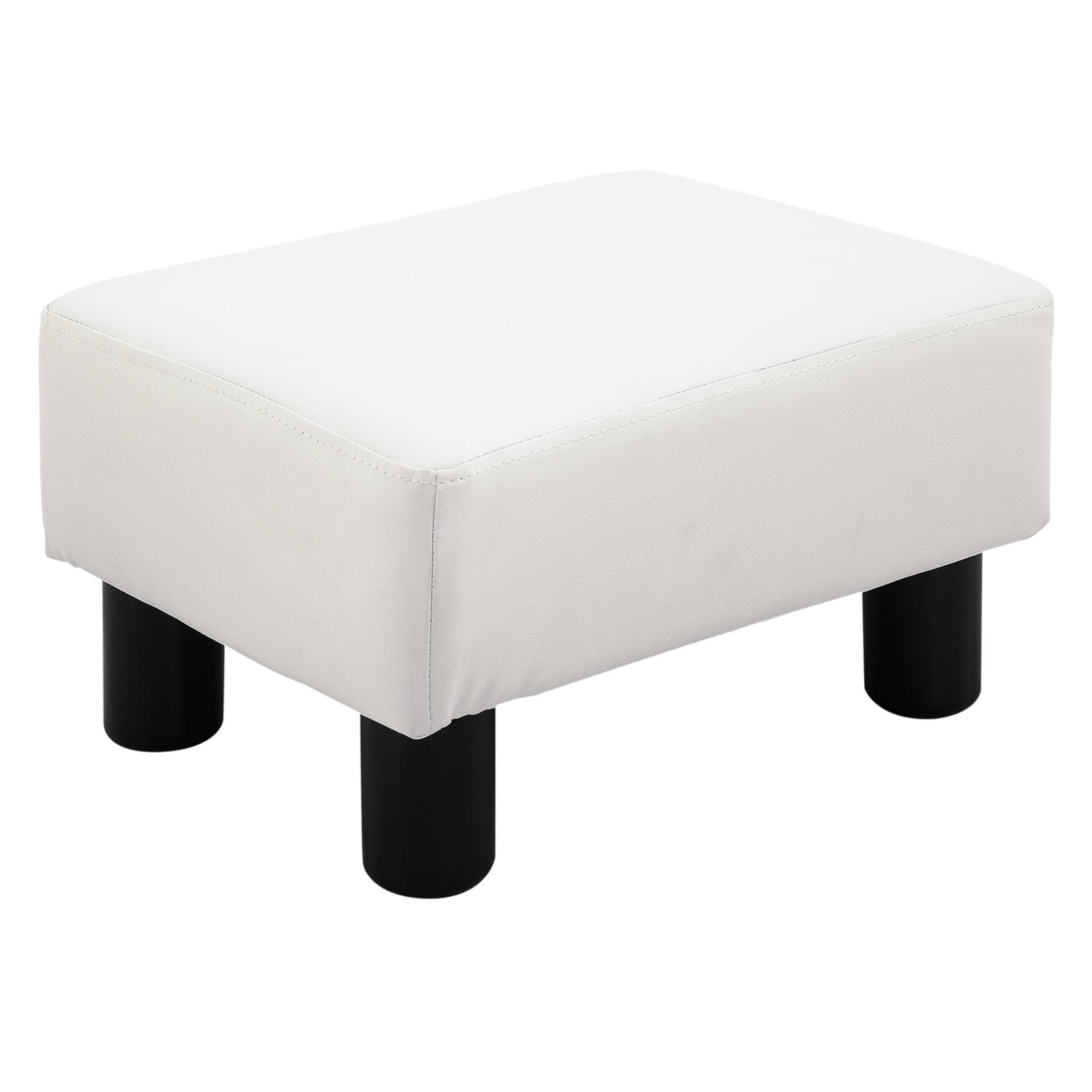 Chesterfield Fotpall i konstläder, Vit, 40x30x24 cm