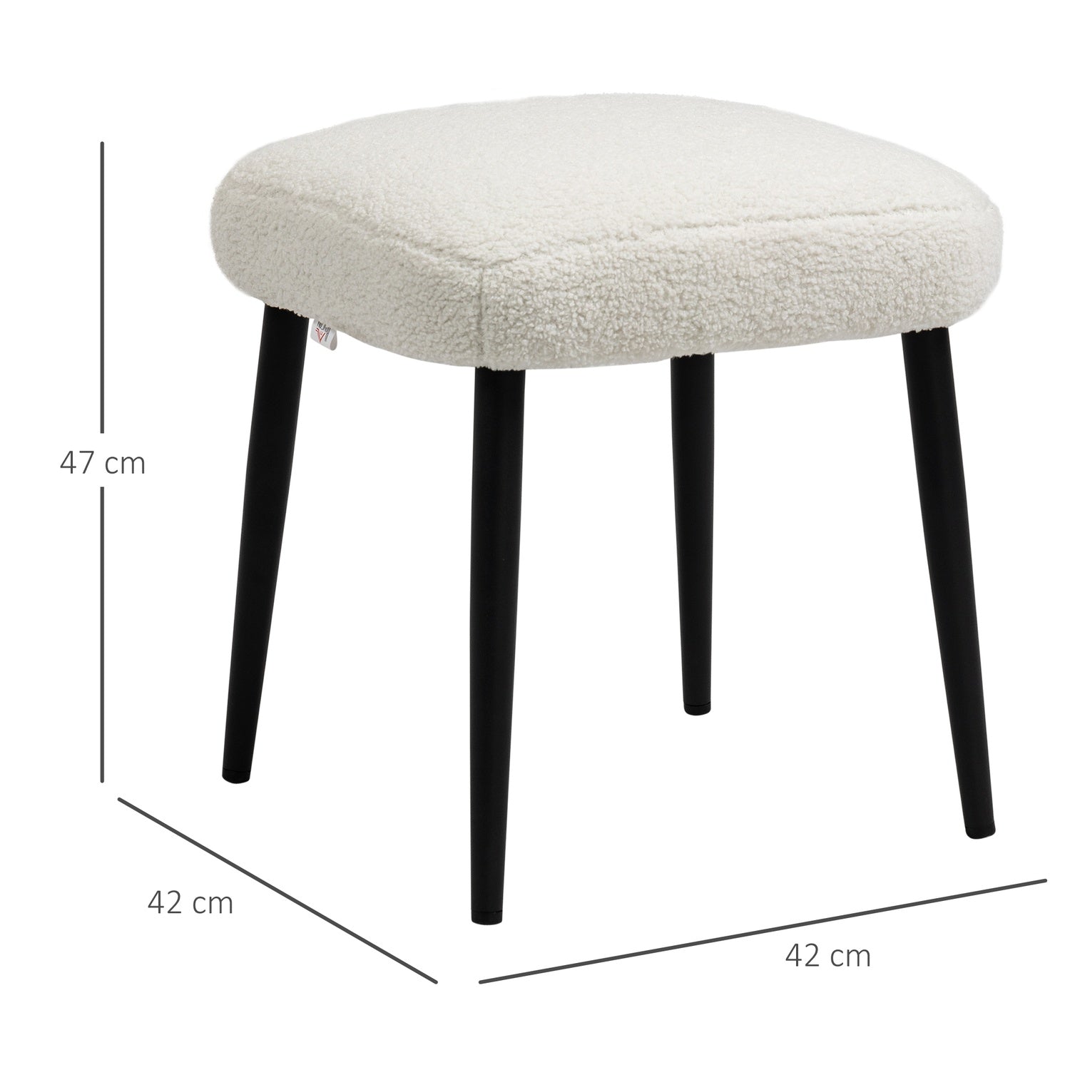 Cream Cashmere-look fotpall med stålben, 42x42x47cm