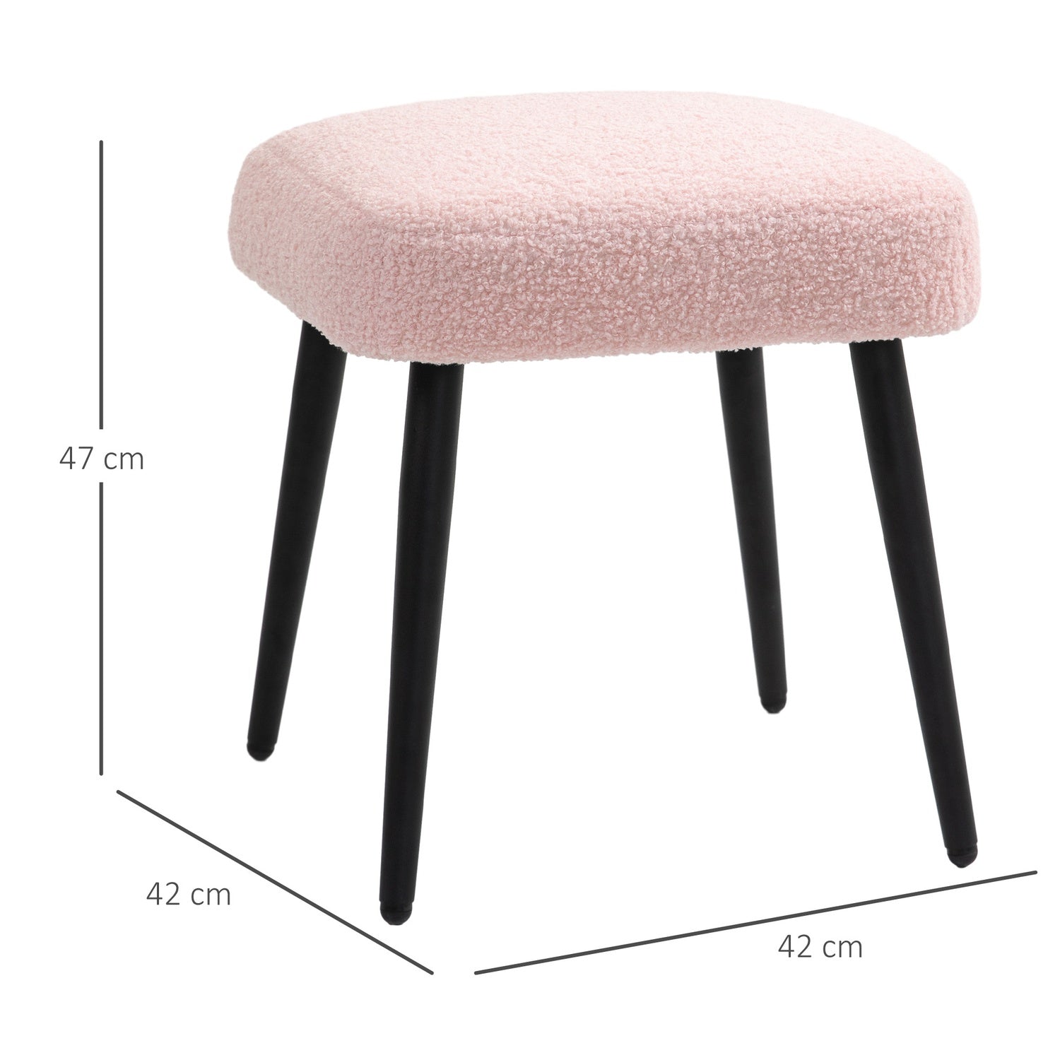 Rosa fyrkantig fotpall – stålben, kashmirlook
