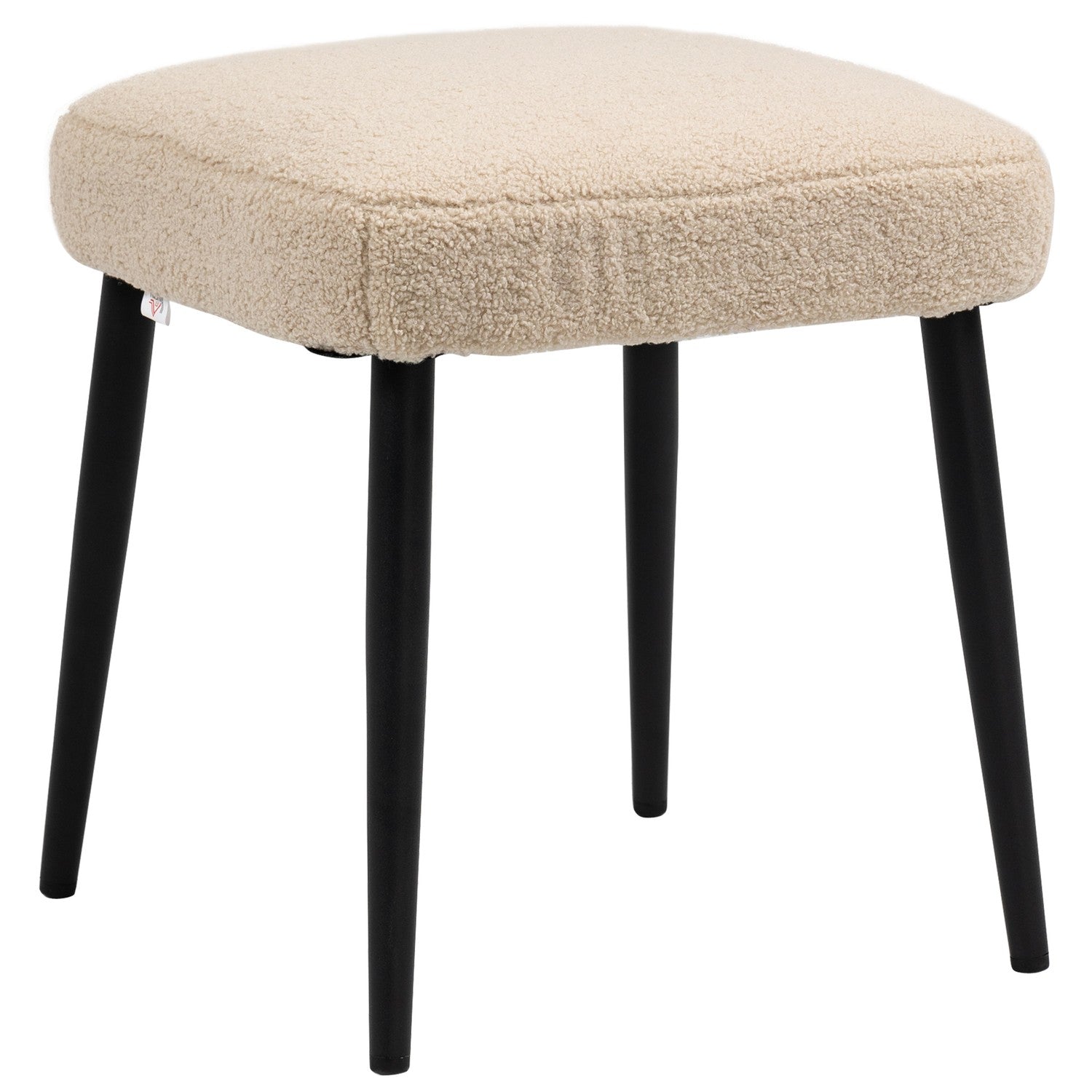 Fyrkantig beige fotpall, kashmirlook, stålben, 42x42x47 cm
