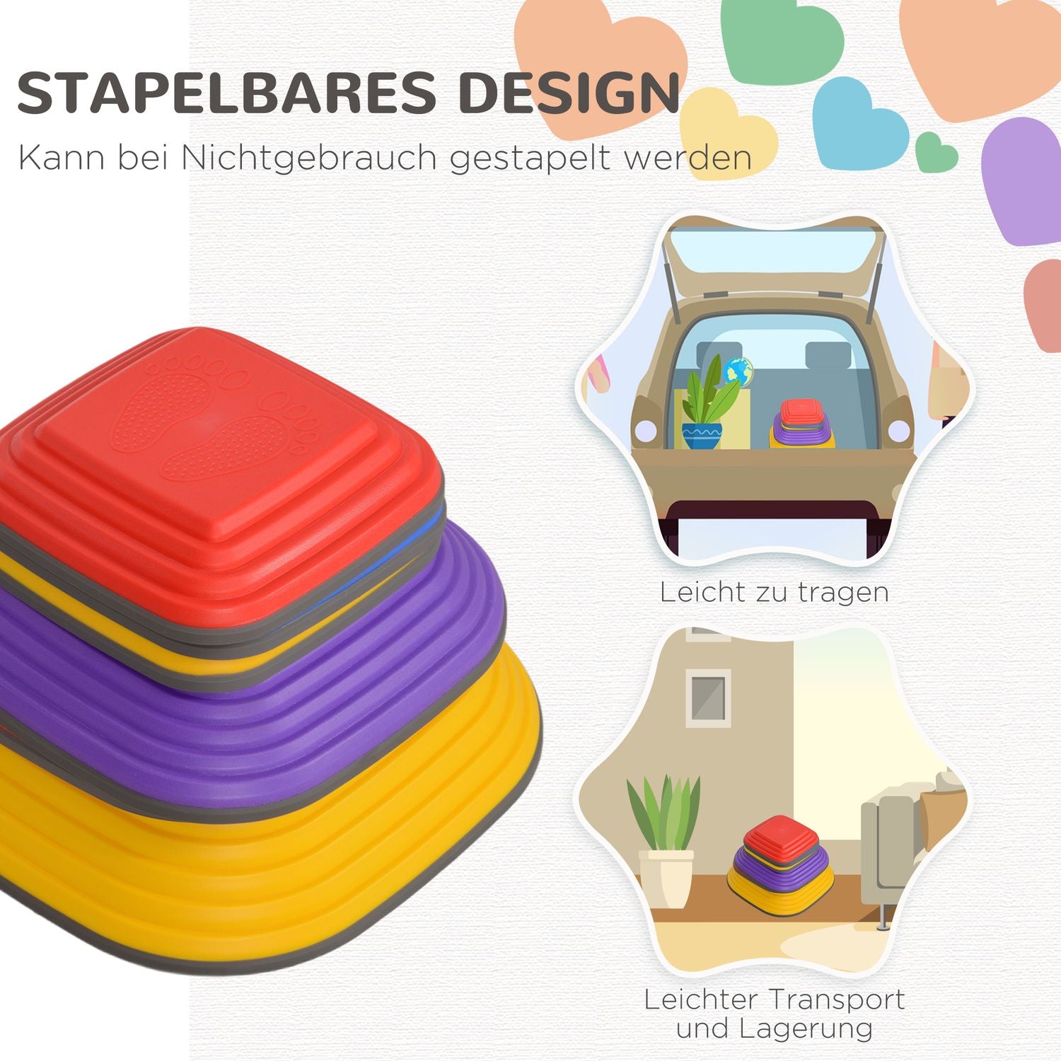 Färgglada halkfria flodstenar – 6 stycken