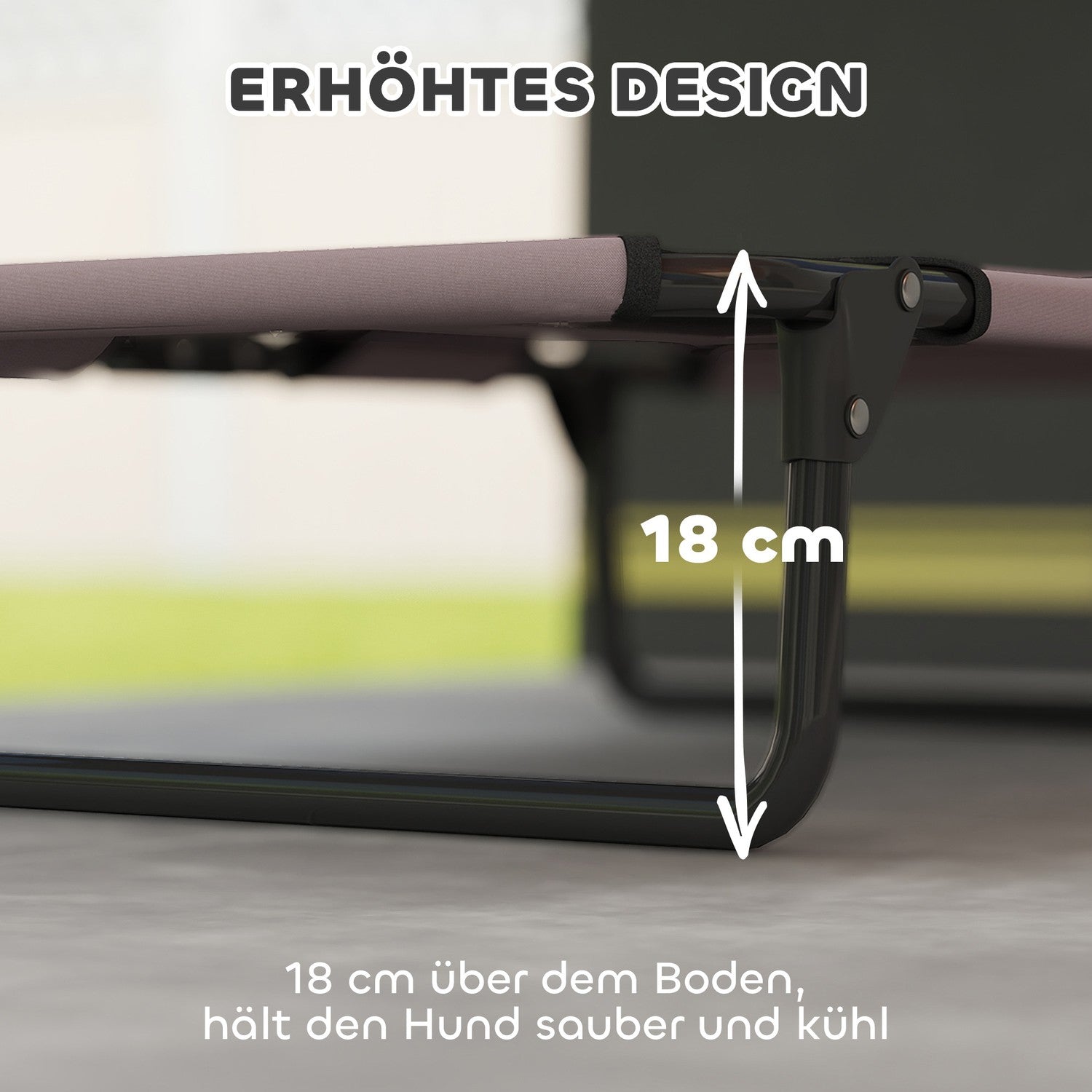 Förhöjd hopfällbar hundsäng – Andningsbart nät, 75x51x18 cm