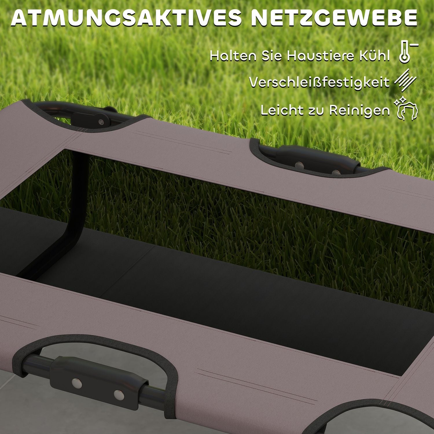 Förhöjd hopfällbar hundsäng – Andningsbart nät, 75x51x18 cm