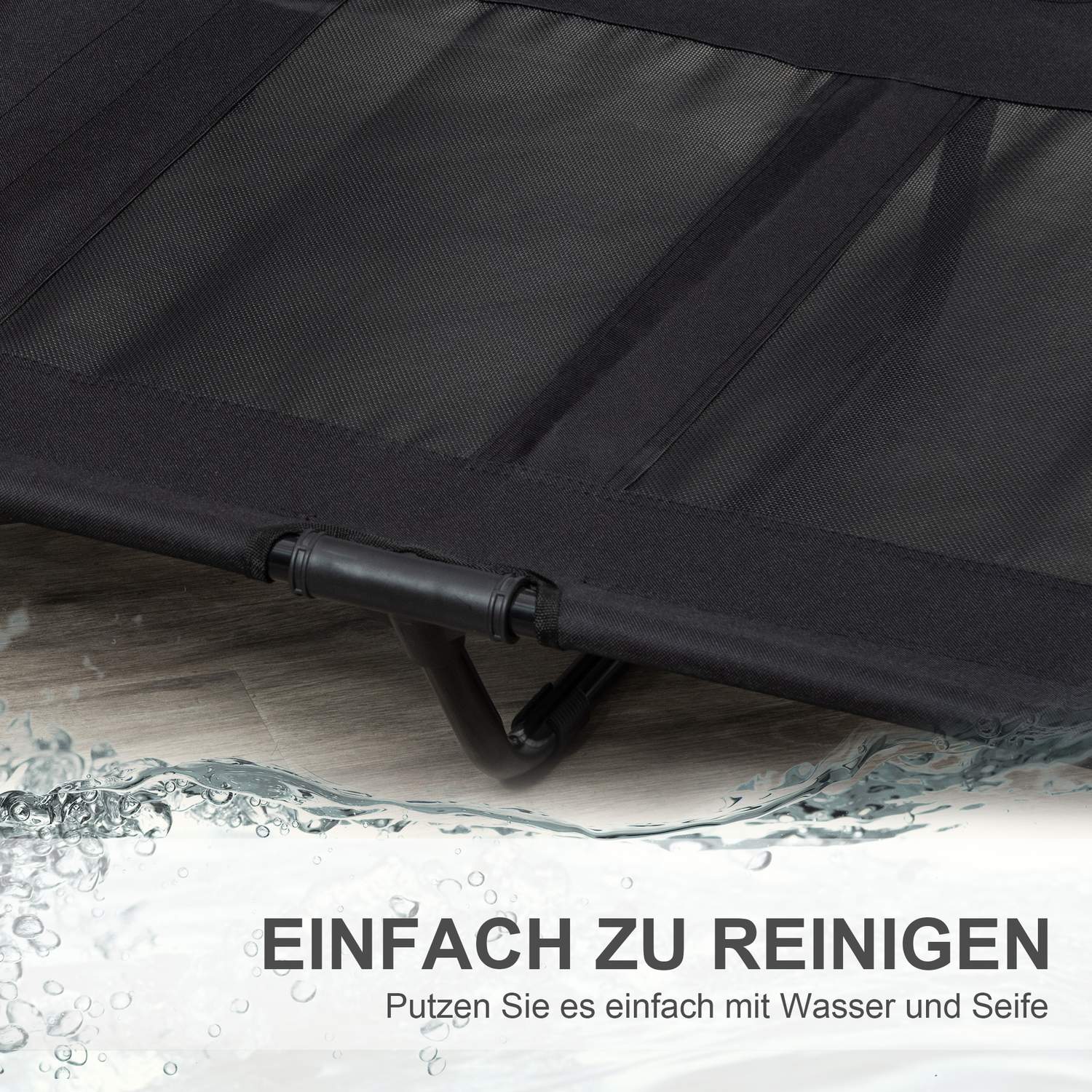 Förhöjd hundsäng utomhus – Oxford Black 92x76x18 cm