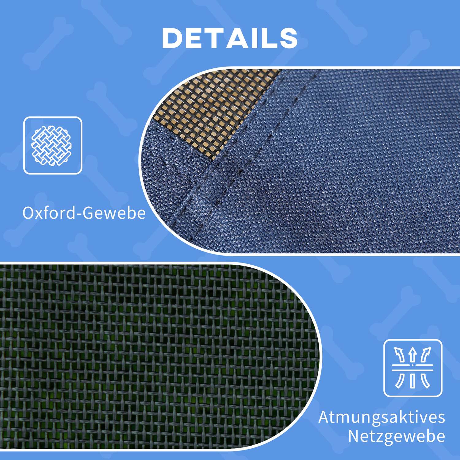 Förhöjd hundsäng utomhus, UV-skydd, Mörkblå, 61x46x62cm