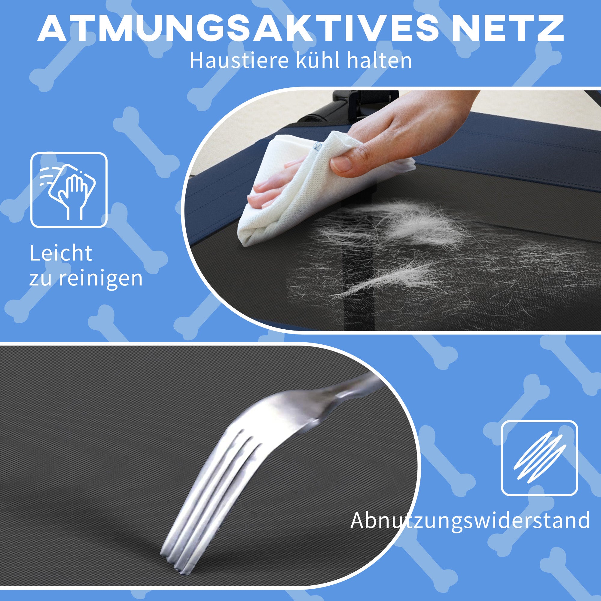 Förhöjd hundsäng utomhus med andningsbart tak