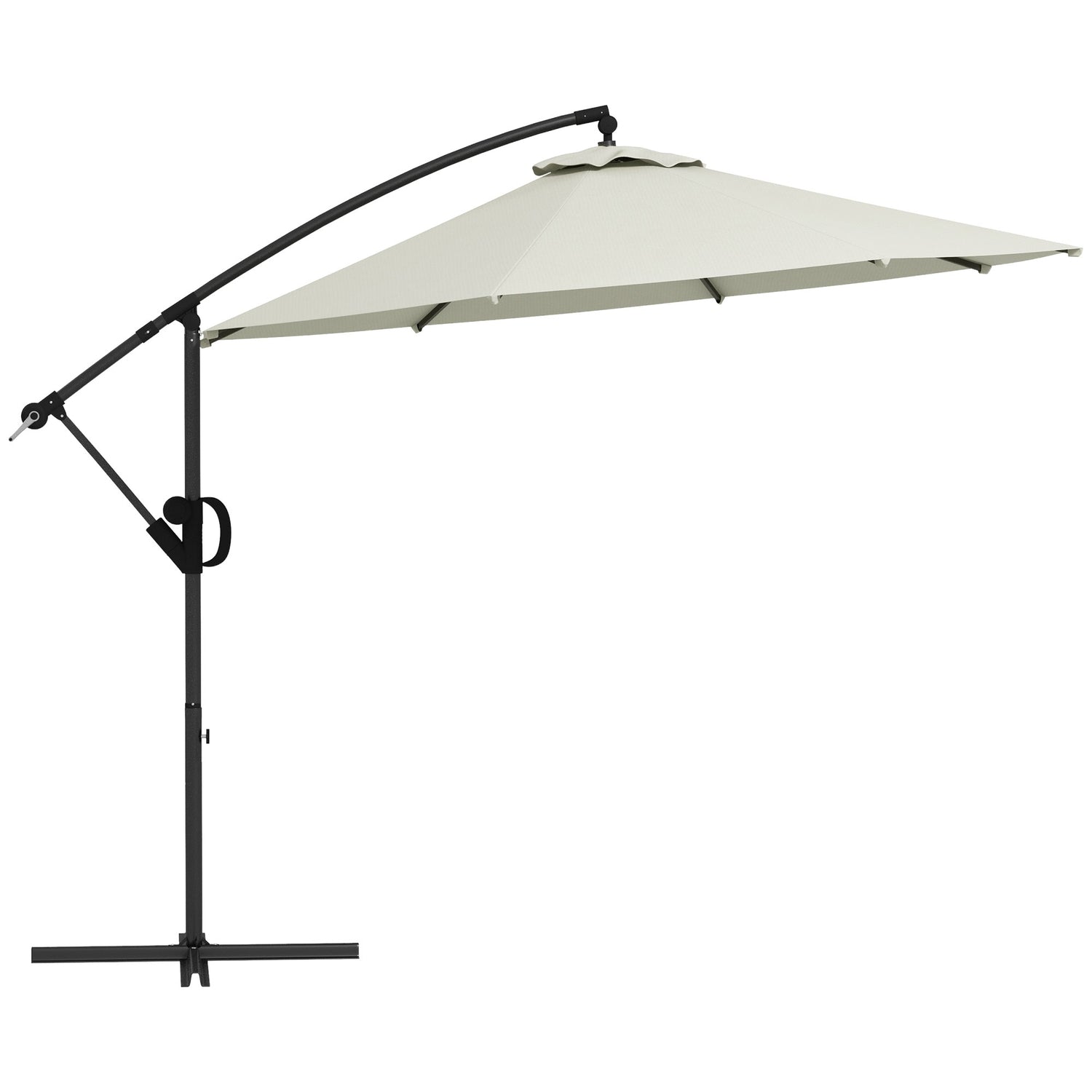 Fribärande uteplatsparaply, 293 Cm, krämfärgad, med korsfot och lutning